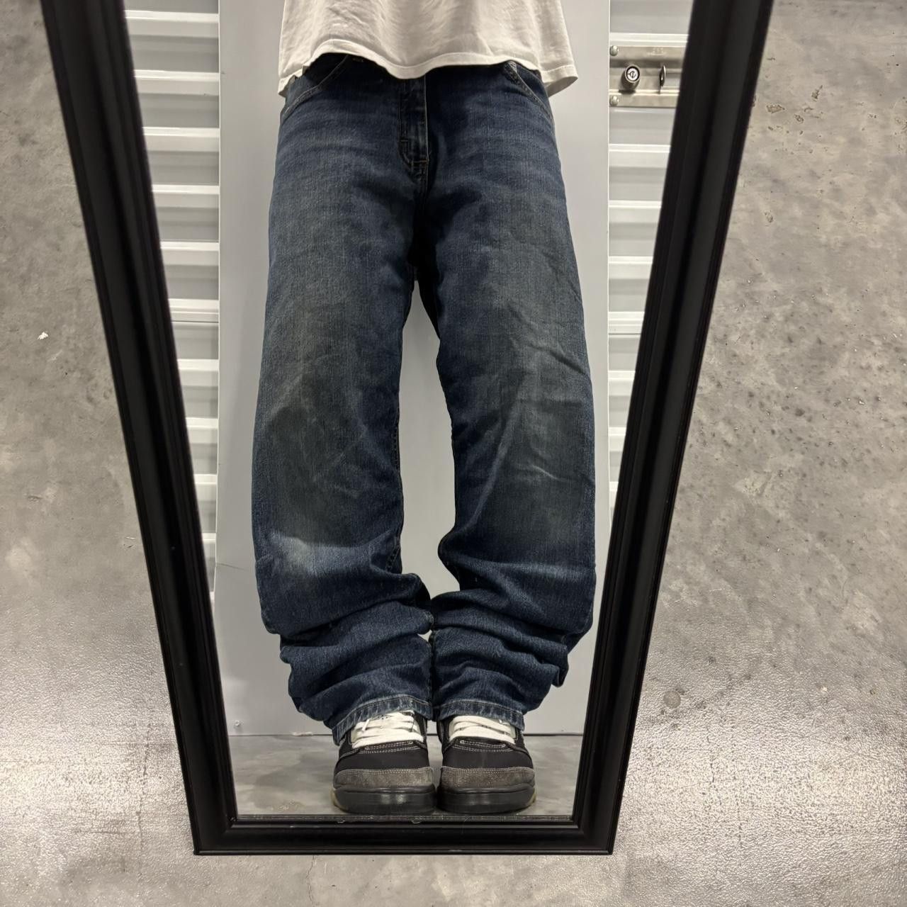 Japanese Brand × Vintage Crazy Vintage Y2K/2000s Faded Dark Wash Grunge Denim Jeans! Size US 32 / EU 48 - 1 Thumbnail