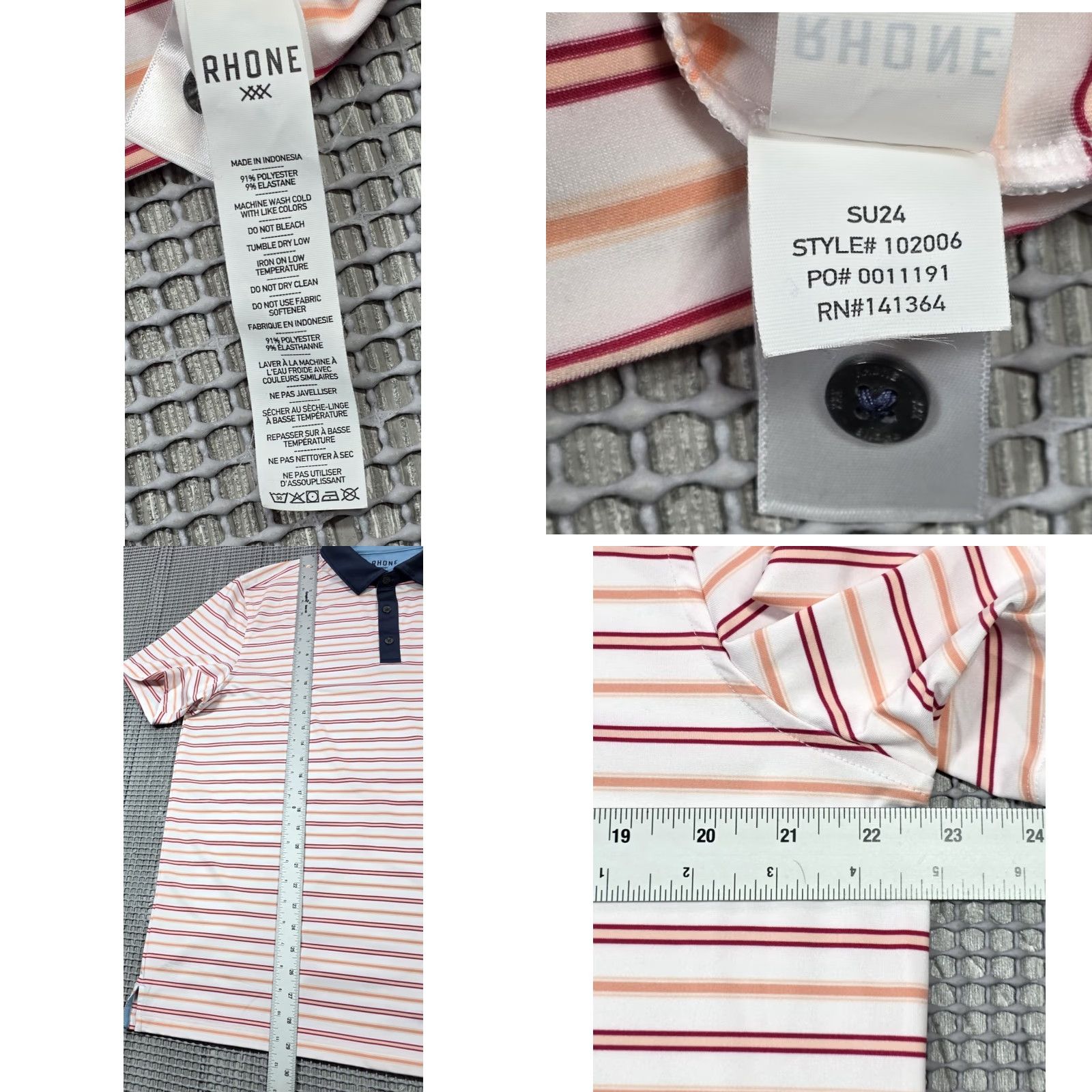 Rhone Rhone Polo Shirt Mens Sx Striped White Multicolor Performance Golf Stretch Polo Shirt Mens XS-XL? Size US L / EU 52-54 / 3 - 8 Thumbnail