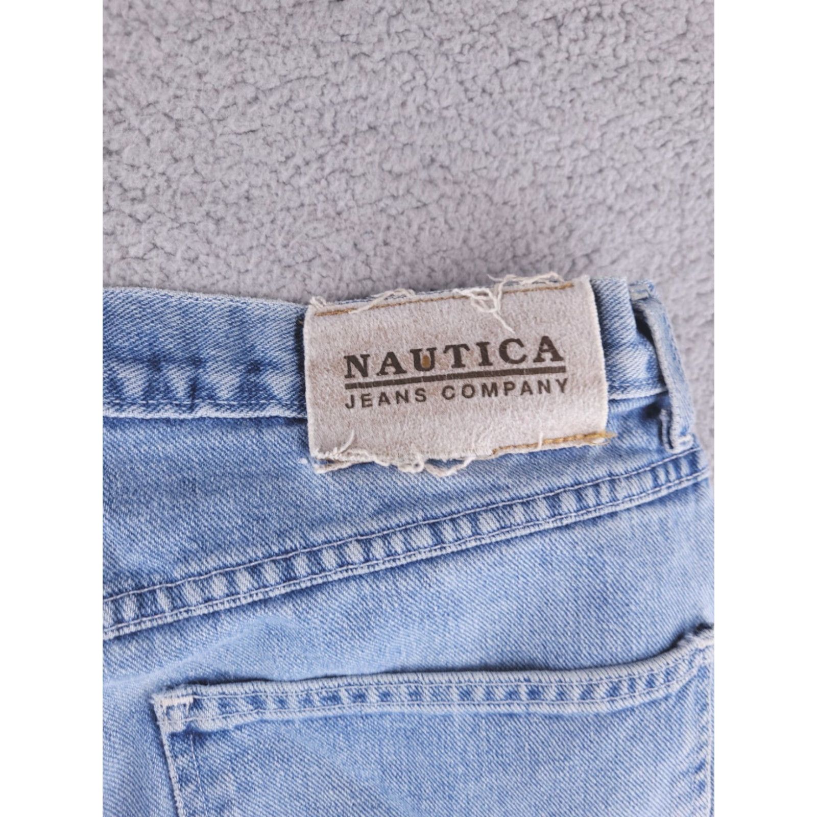 Nautica VINTAGE Nautica Jeans Mens 36x29 Blue Distressed Wide-Leg Work Size US 36 / EU 52 - 2 Thumbnail