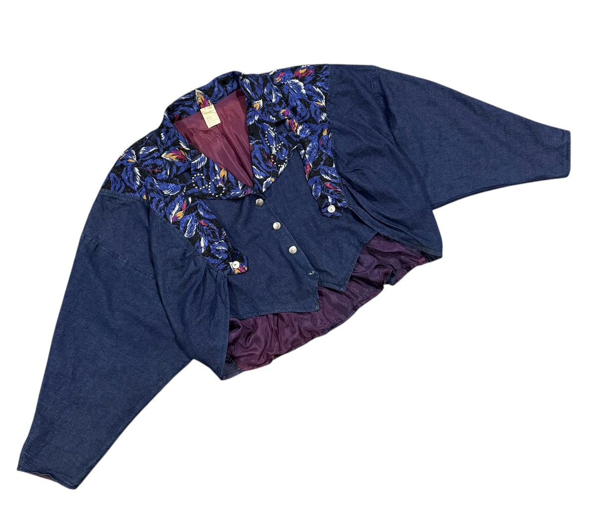 Vitaly Design Vtg🔥V15 Studded Layered Soie Denim Narrow Cut Crop Jacket Size L / US 10 / IT 46 - 7 Thumbnail