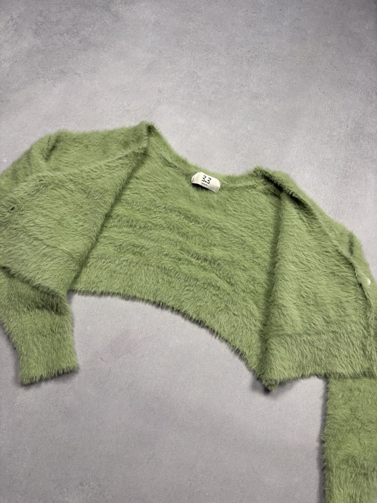 Japanese Brand 3.3 Field Trip Fuzzy Knit Cropped Cardigan Green Japan M Size US M / EU 48-50 / 2 - 10 Thumbnail