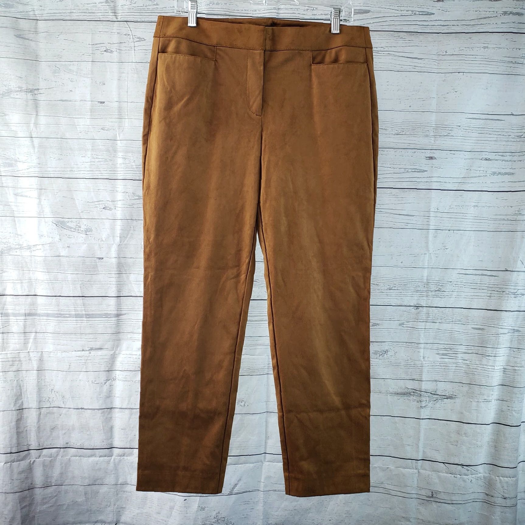 Loft LOFT Ann Taylor Womens Faux Suede Pants Size 8 Brown Mid Rise Inseam 27" Regular Size 30" / US 8 / IT 44 - 2 Thumbnail
