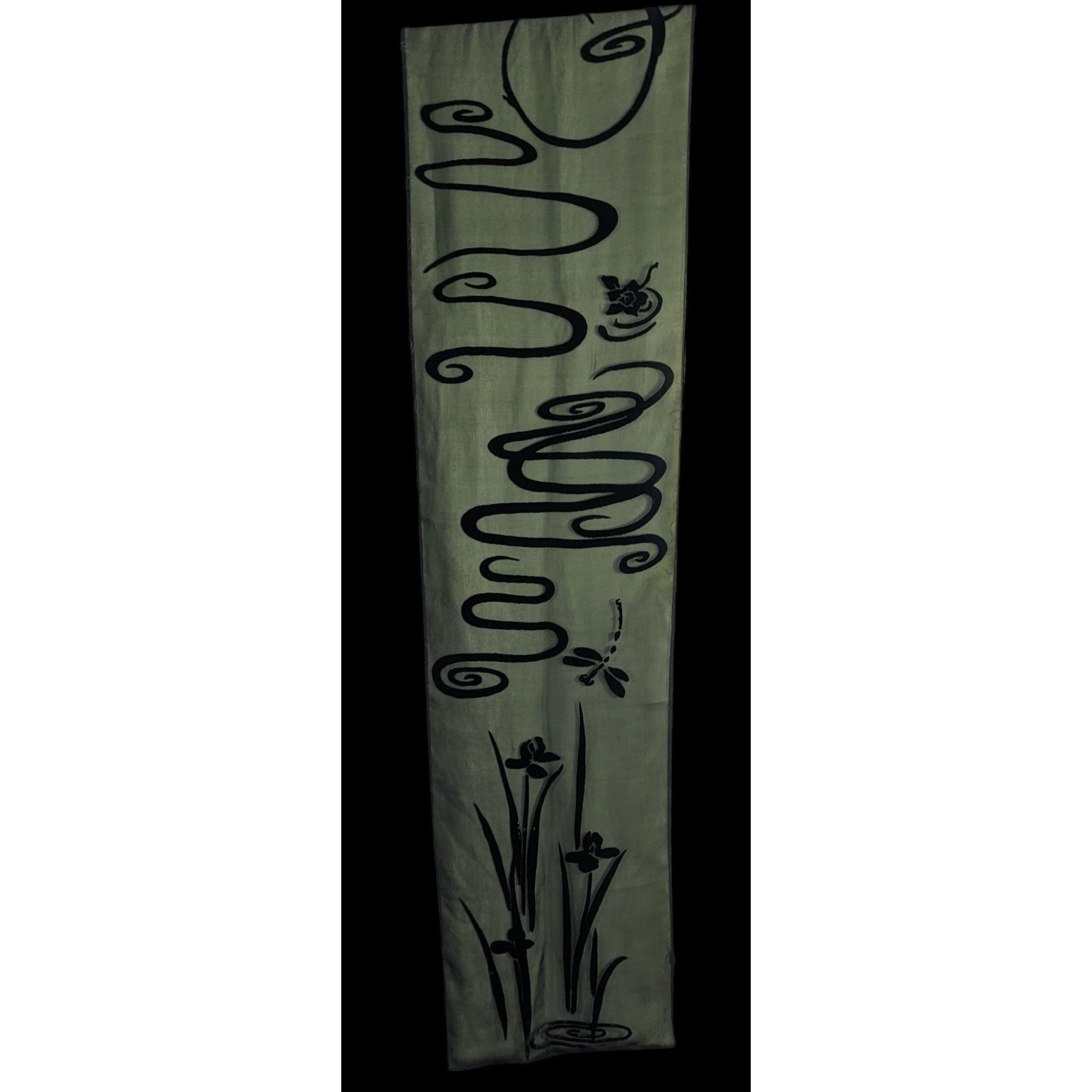 Other Vintage 90s Gothic Burnt Velvet Floral Scarf Green & Black D Size ONE SIZE - 1 Thumbnail