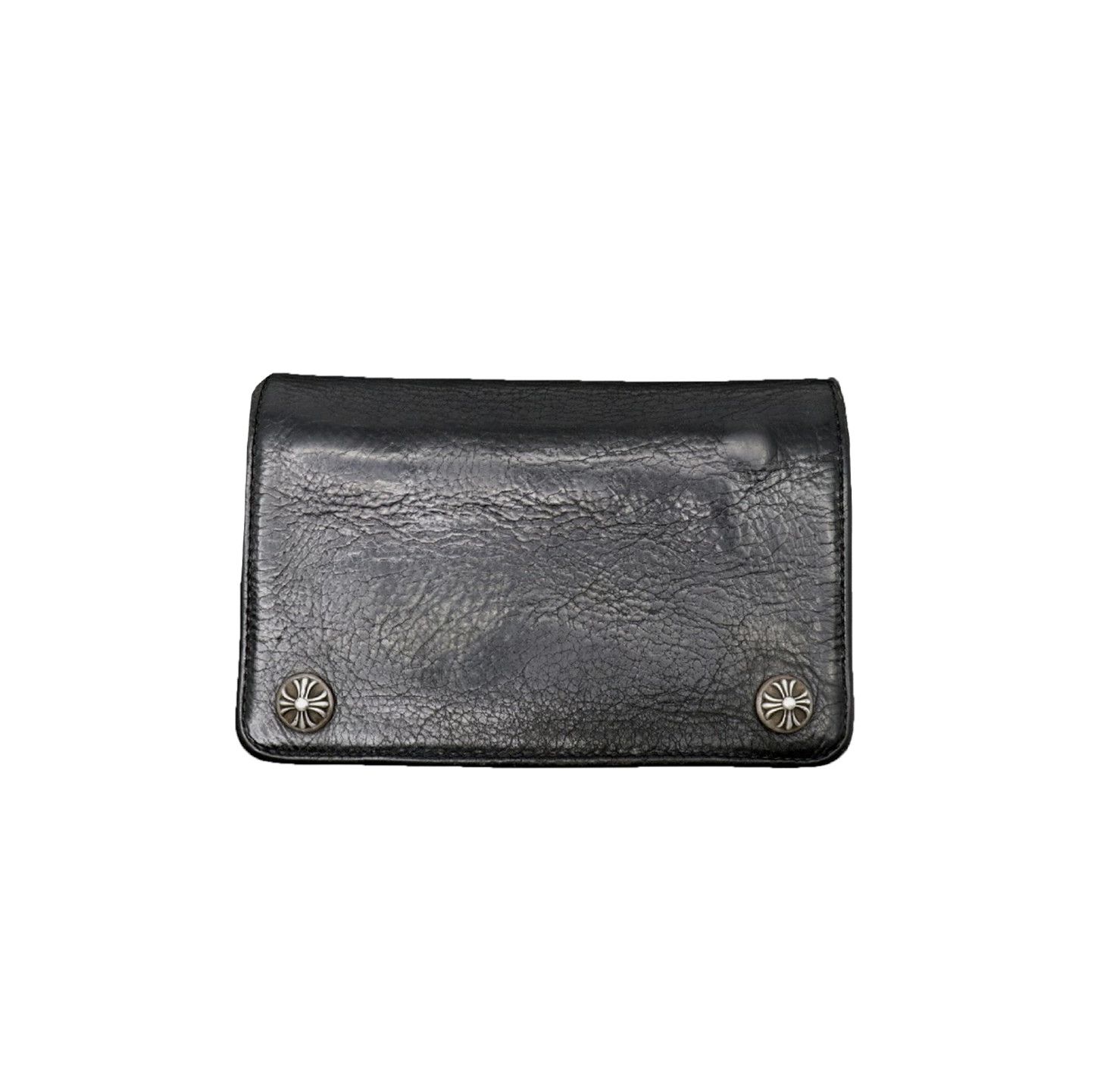 CHROME HEARTS 3 Side Zip Pyramid Studs Leather Wallet Purse