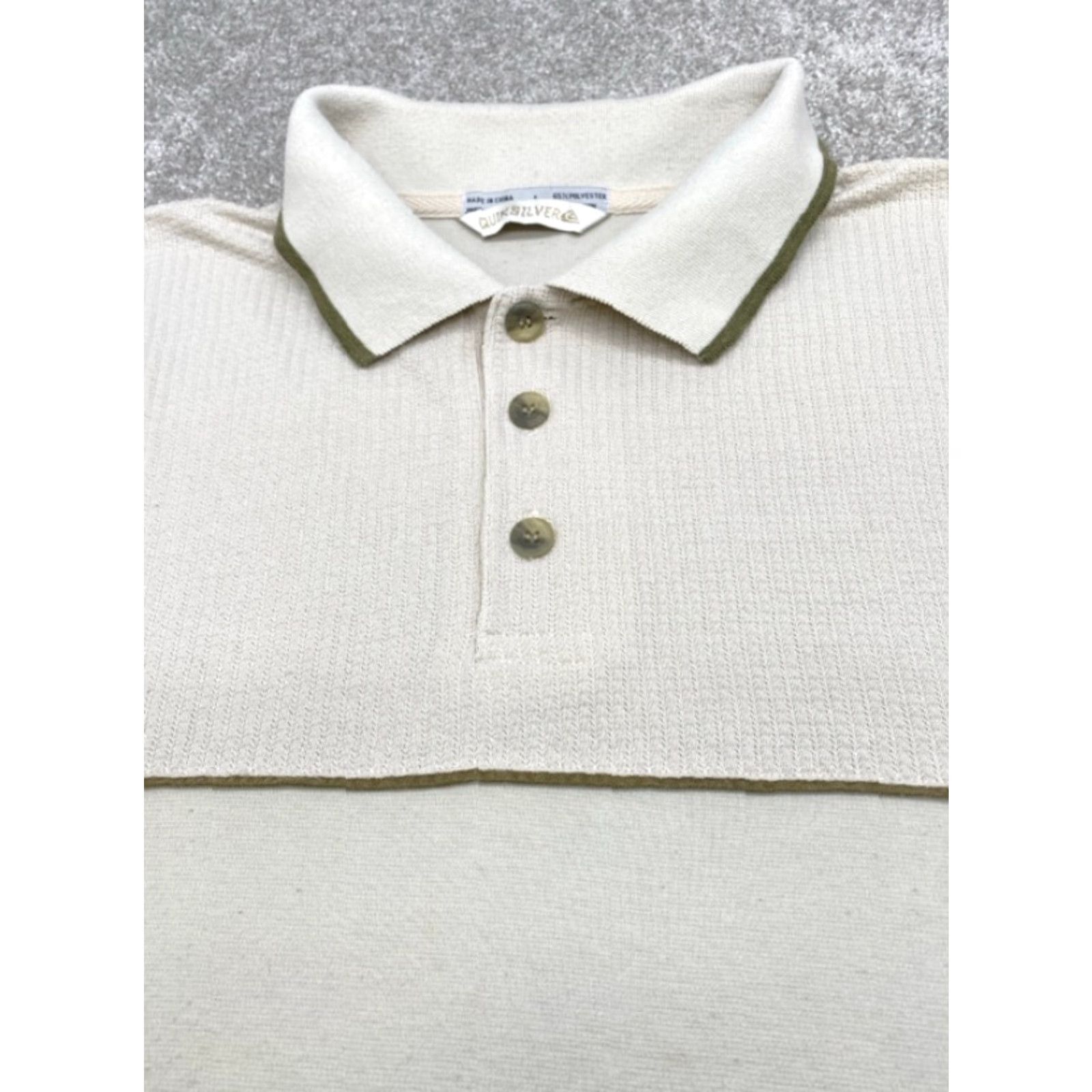 Quiksilver VTG Quicksilver Polo Shirt Men's L Short Sleeve Beige 5439 Polo Shirts Men Beige Cotton Knit Regular - Size US L / EU 52-54 / 3 - 2 Thumbnail