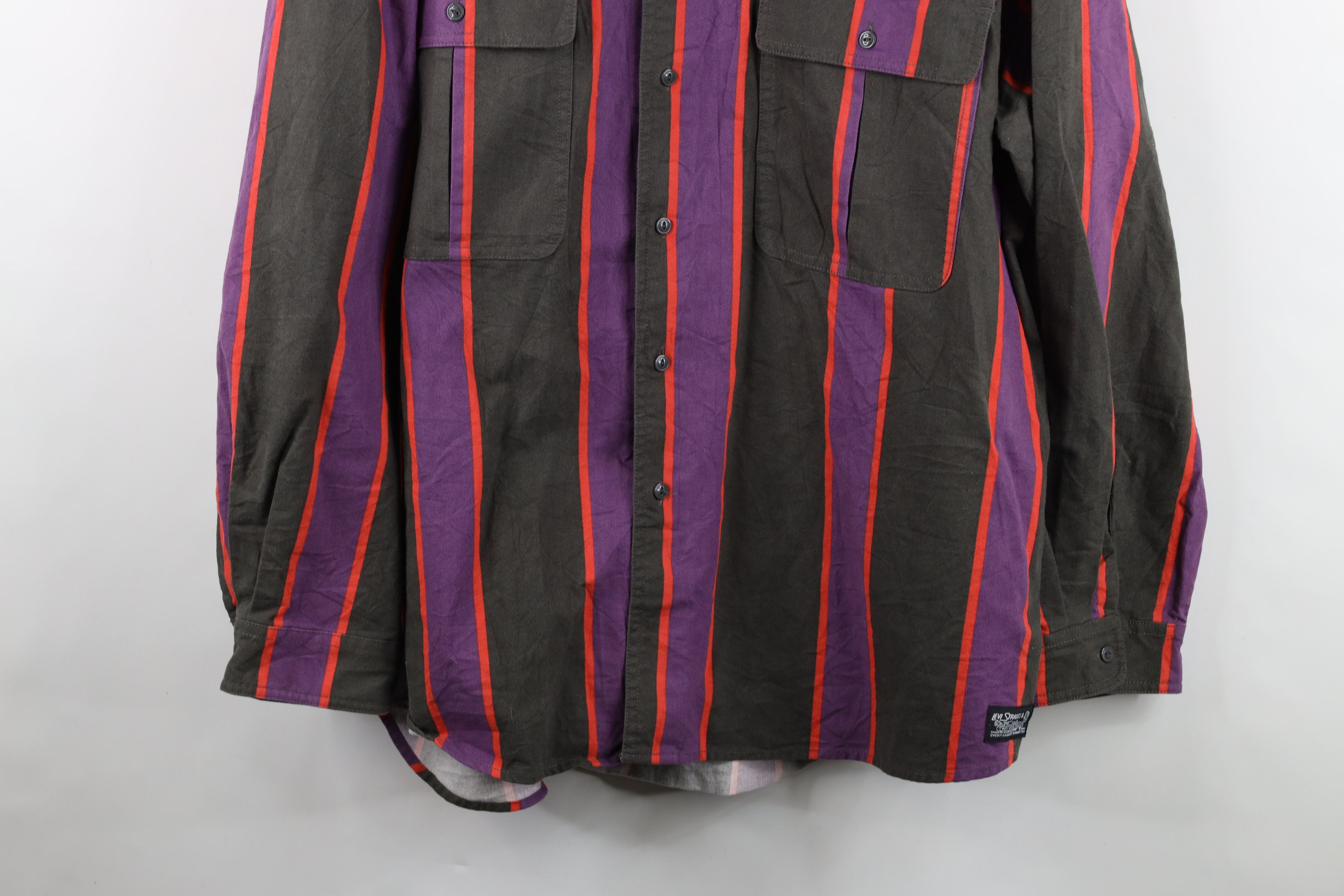 Levi's Vintage Y2K Levis Block Baggy Chamois Cloth Button Shirt Size US XL / EU 56 / 4 - 3 Thumbnail