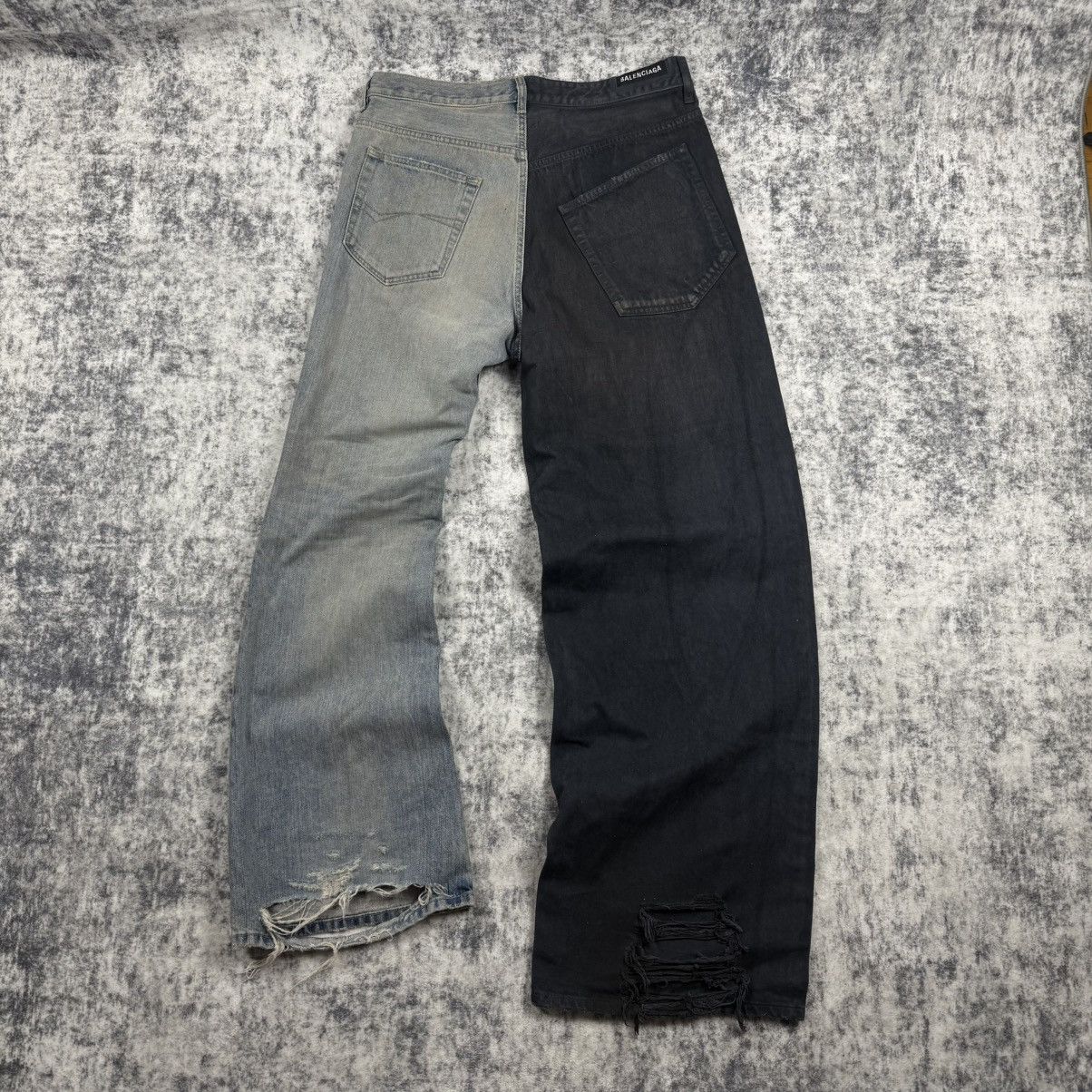 Balenciaga Balenciaga Fifty-Fifty Destroyed ‘Black/Blue’ Jeans Size US 30 / EU 46 - 4 Thumbnail