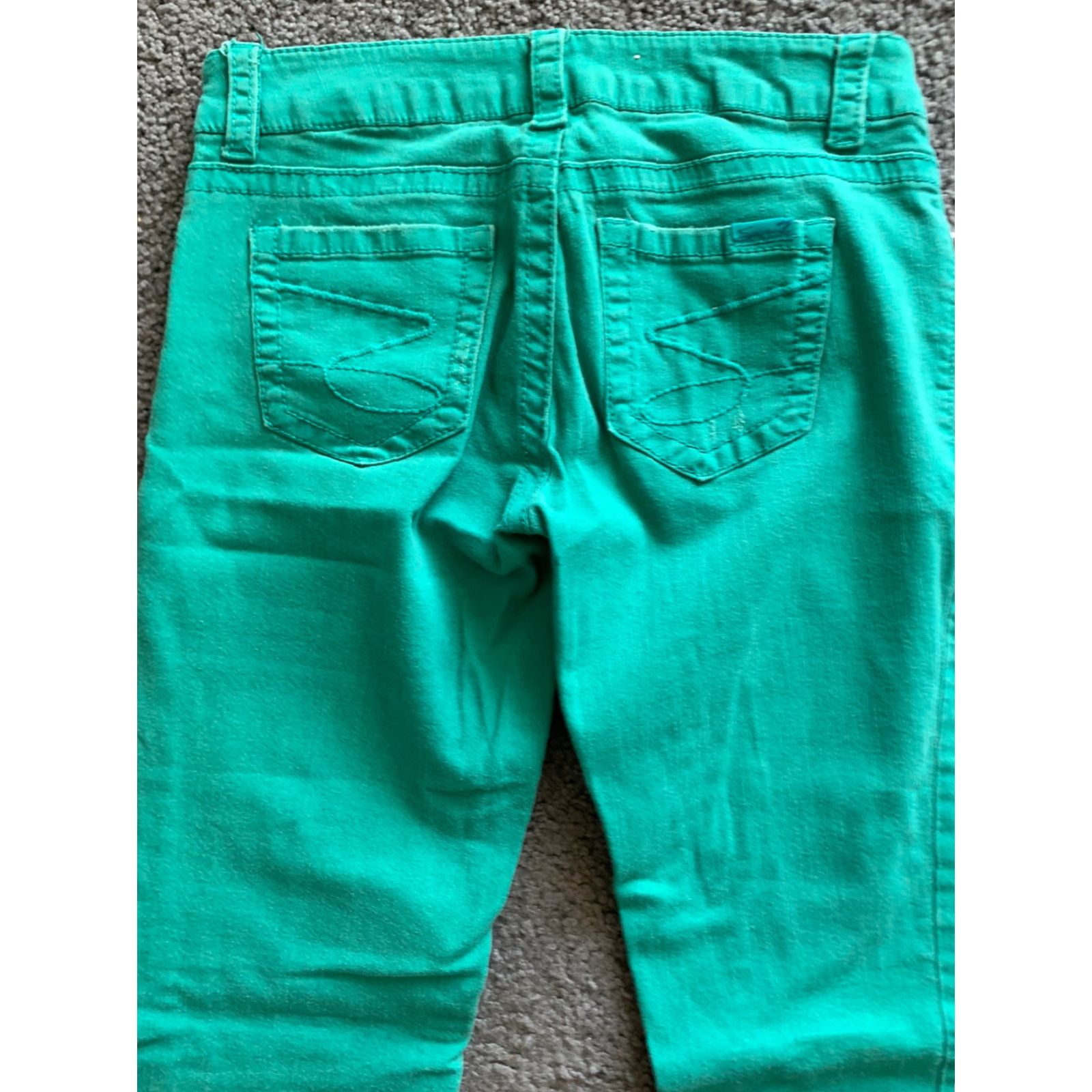 Vintage Seven 7 Capri Jeans Womens Size 6 Green Distressed Comfort Denim Regular Size 28" / US 6 / IT 42 - 2 Thumbnail