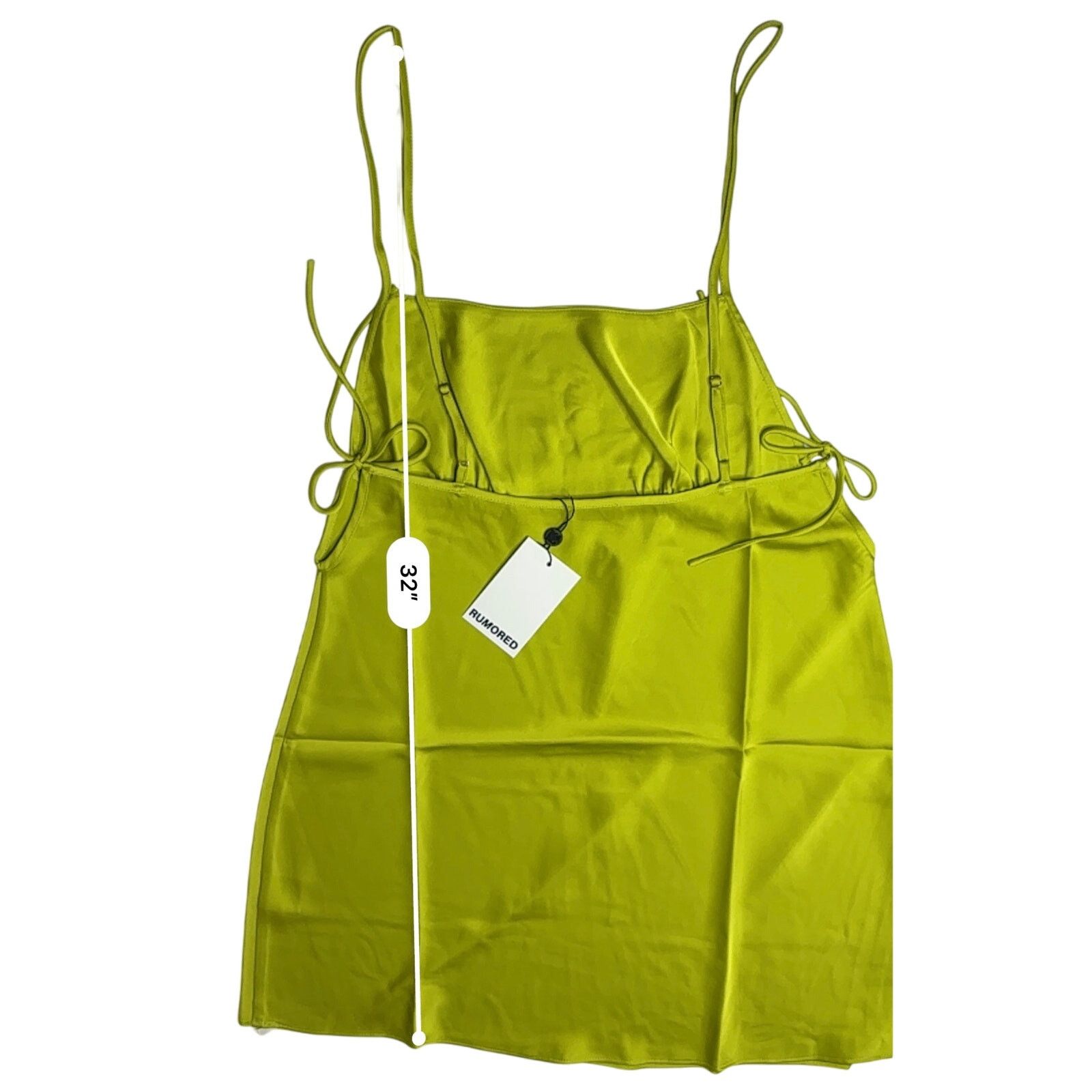 Other Rumored Meadow Mini Dress LARGE Green Satin Empire Cocktail Size L / US 10 / IT 46 - 6 Thumbnail
