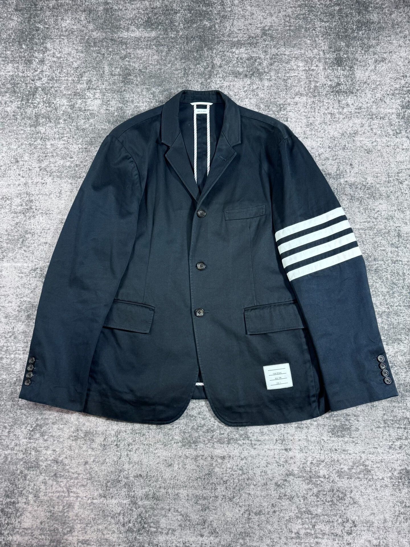 Thom Browne Navy Blazer with Stripe Detail