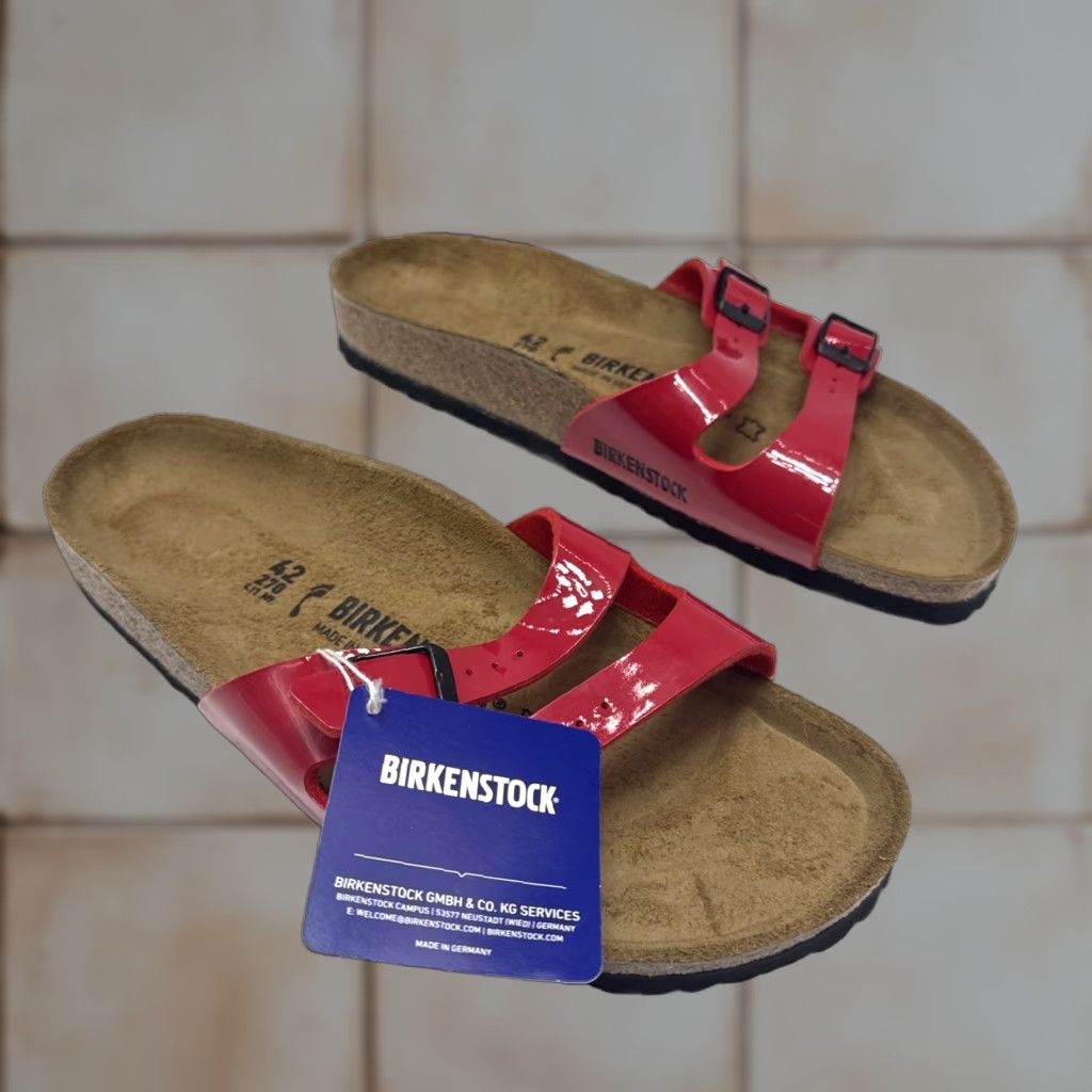 Vintage Birkentsock Ibiza Birko-Flor Sandals Slide Leather Tango Red Patent Womens US 11 EU 42, Red, Sandal, Womens Size US 11 / IT 41 - 1 Thumbnail