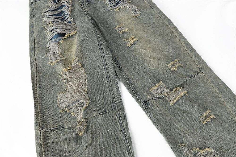 Japanese Brand × Jean Distressed men's washed punk heavy-duty ripped jeans Size US 32 / EU 48 - 5 Thumbnail