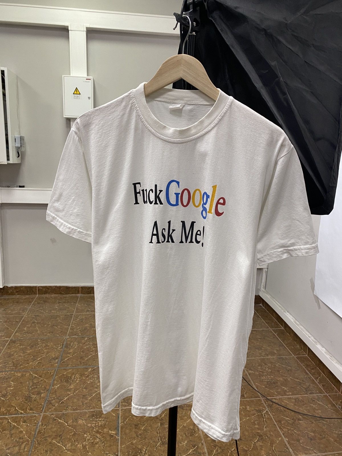 Pre-owned Grailed Vintage 90's Fuck Google Ask Me T-shirt Retro Y2k Hype In White