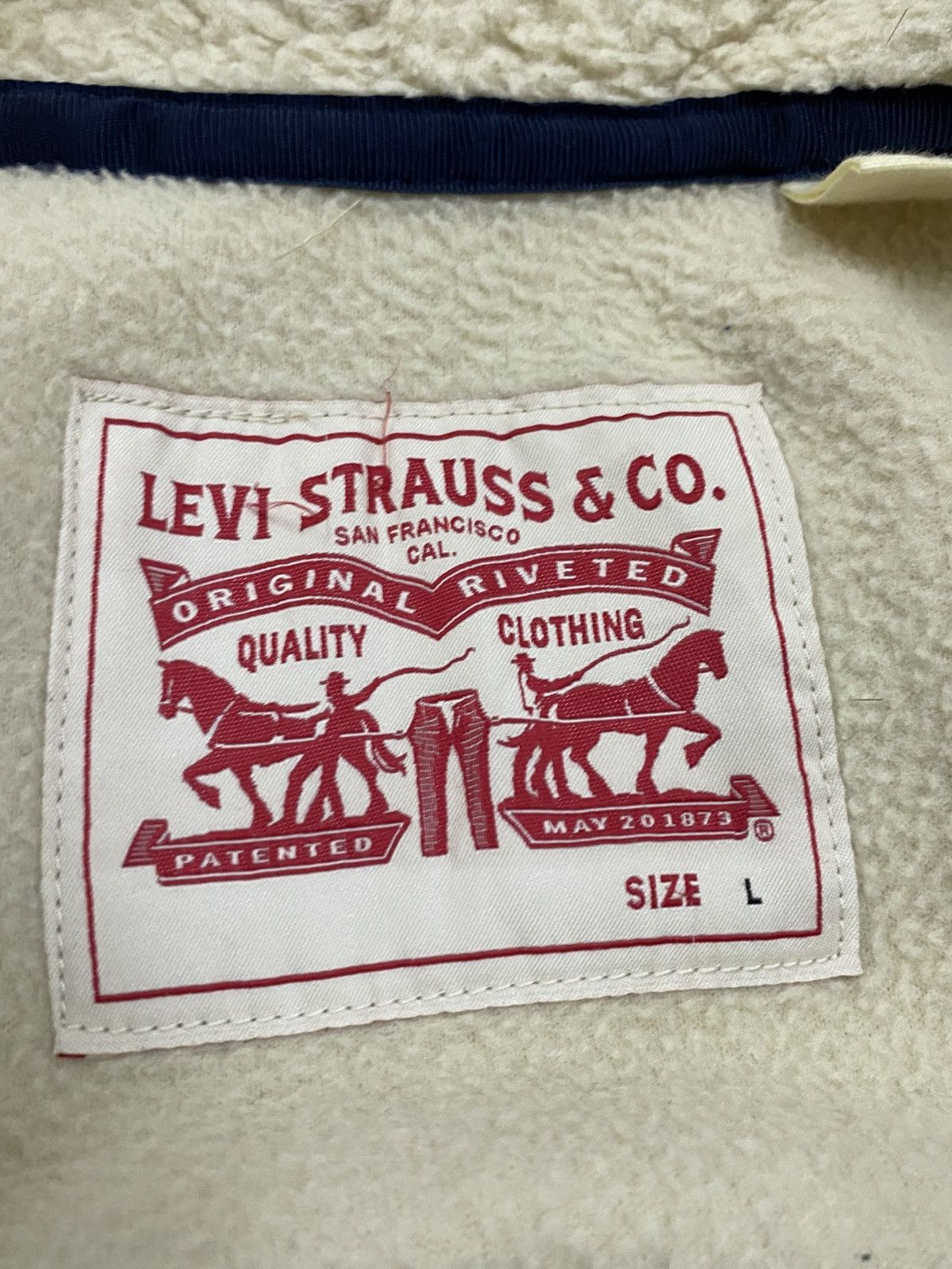 Levi's Levi’s Deep Pile Sherpa Fleece Jacket Cream Navy Retro Style Size US L / EU 52-54 / 3 - 10 Thumbnail
