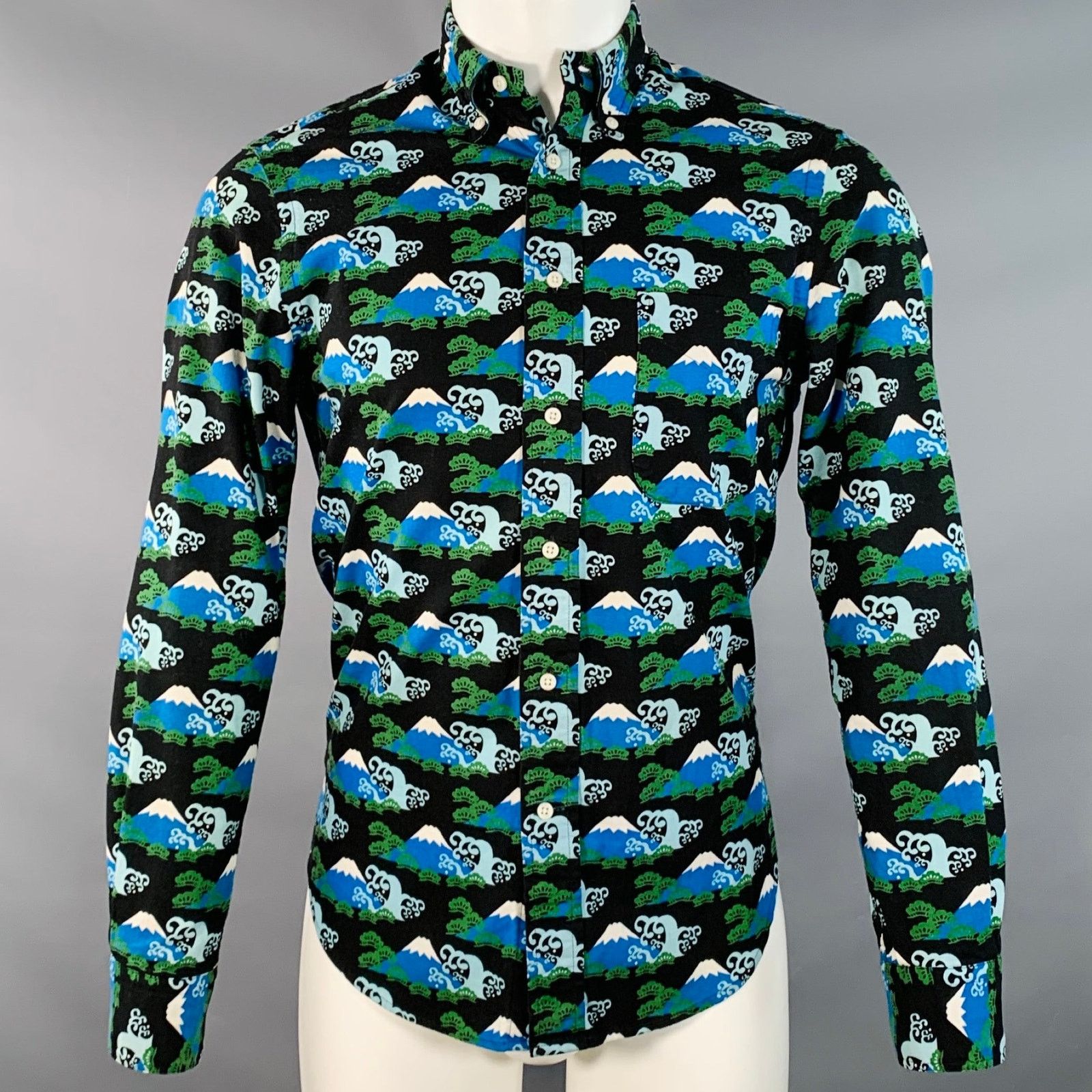 Gitman Bros. Vintage GITMAN VINTAGE Mt. Fuji Cotton Button Down Collar Shirt Size US S / EU 44-46 / 1 - 1 Thumbnail