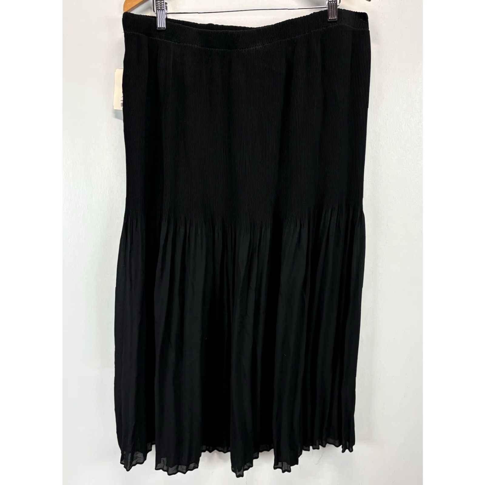 Vintage VINTAGE Allison Taylor Skirt Maxi 2X Plus Black Accordion Pleated Pull On Stretch Long Women Skirt Size 40" / US 18 - 4 Thumbnail