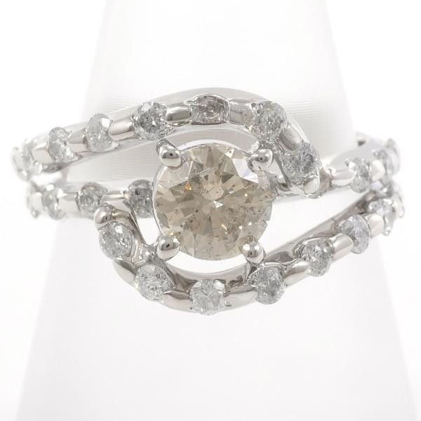 Other Other PT900 Platinum Ring Brown Diamond 0.81ct Metal Ring Size ONE SIZE - 1 Thumbnail