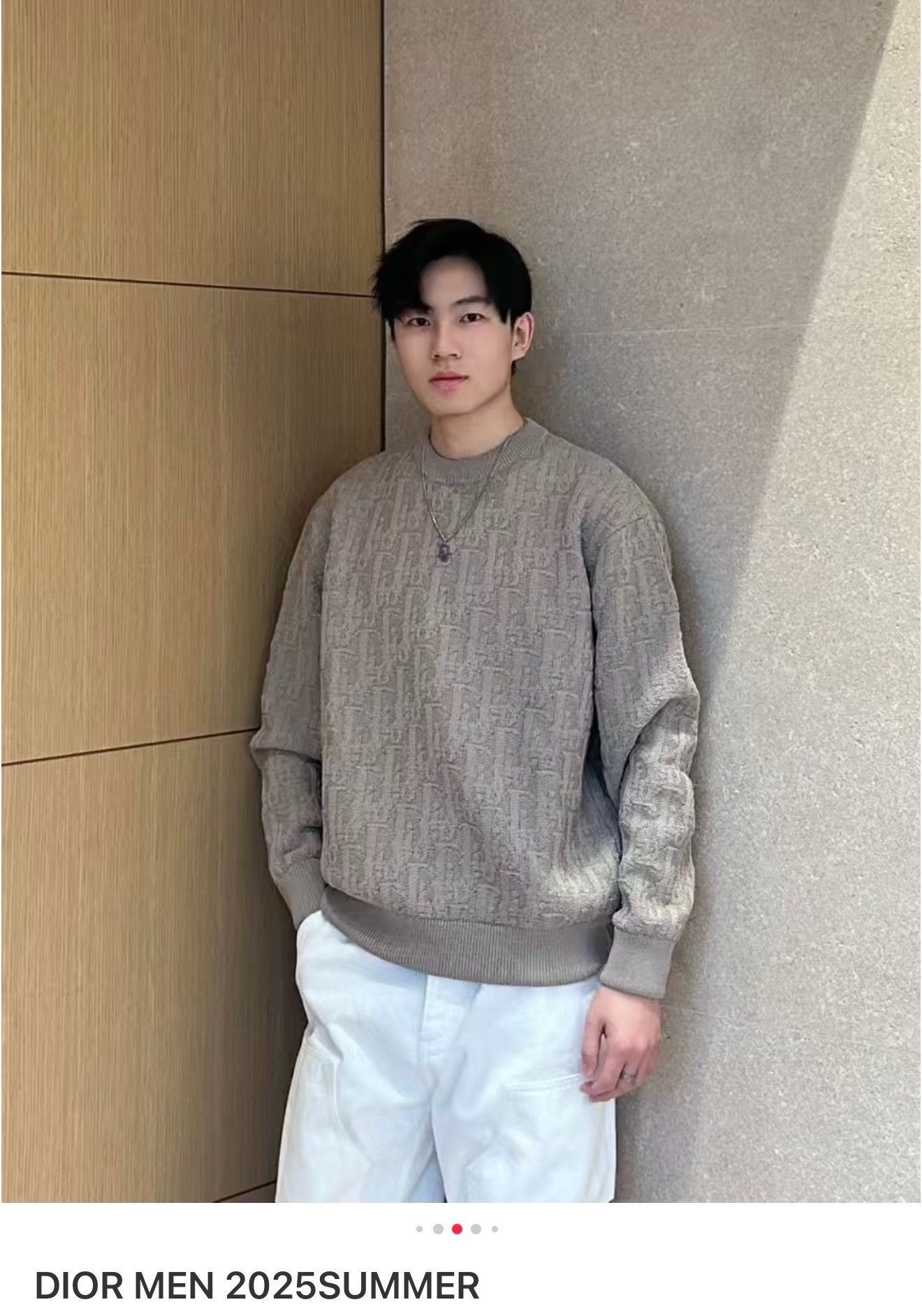 Dior Dior Gray Oblique Jacquard Knit Sweater Size US L / EU 52-54 / 3 - 9 Thumbnail