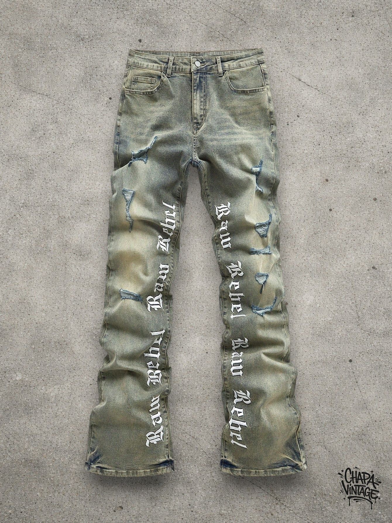 Japanese Brand Slim stacked washed jeans Size US 32 / EU 48 - 1 Thumbnail