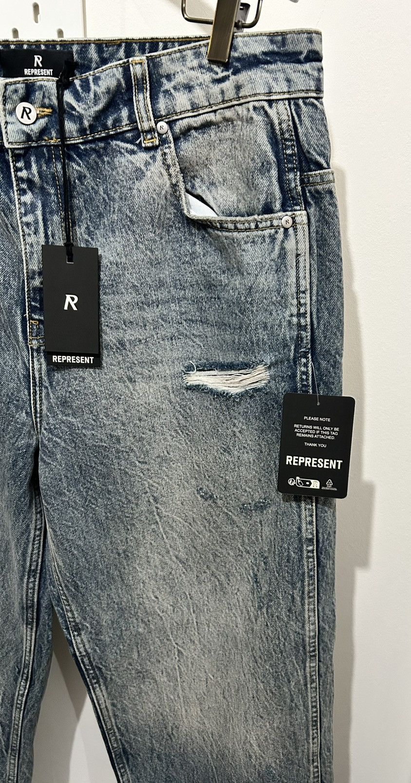 Represent Clo. Represent R3 Distressed Baggy Jeans Blue W33 – Premium Size US 33 - 4 Thumbnail