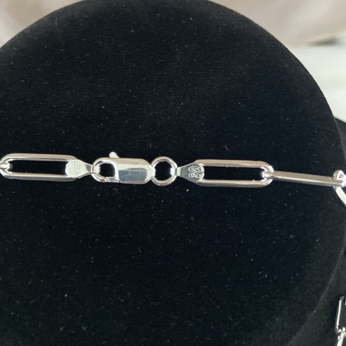 Jewelry Real Solid Silver Chain Paper Clip Necklace 20in 6mm 925 Size ONE SIZE - 7 Thumbnail