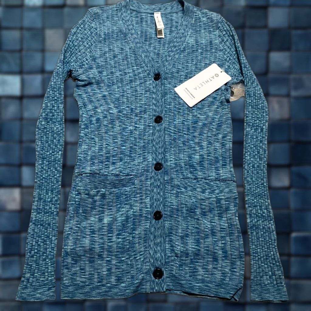 Athleta Athleta Cardigan Sweater Women's XS Blue Button Up Seamless Ribbed V-Neck Slim Knit NWT Size XS / US 0-2 / IT 36-38 - 1 Thumbnail