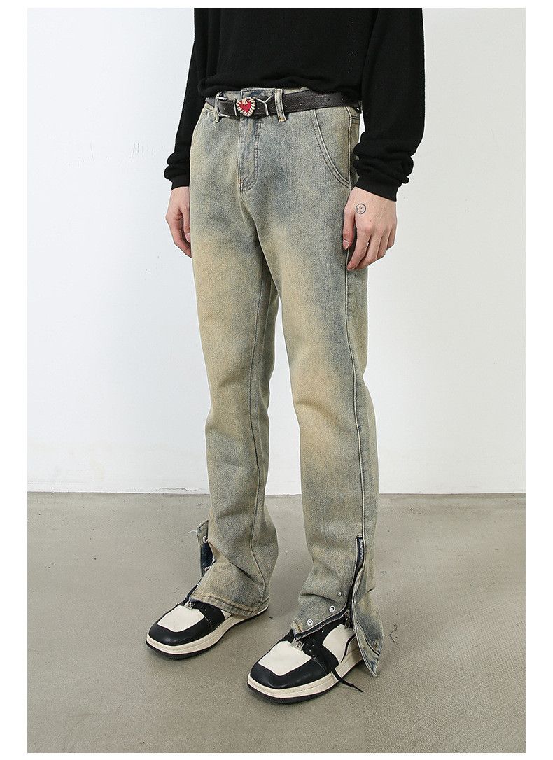 Japanese Brand × Jean Washed distressed side zip straight jeans Size US 32 / EU 48 - 3 Thumbnail