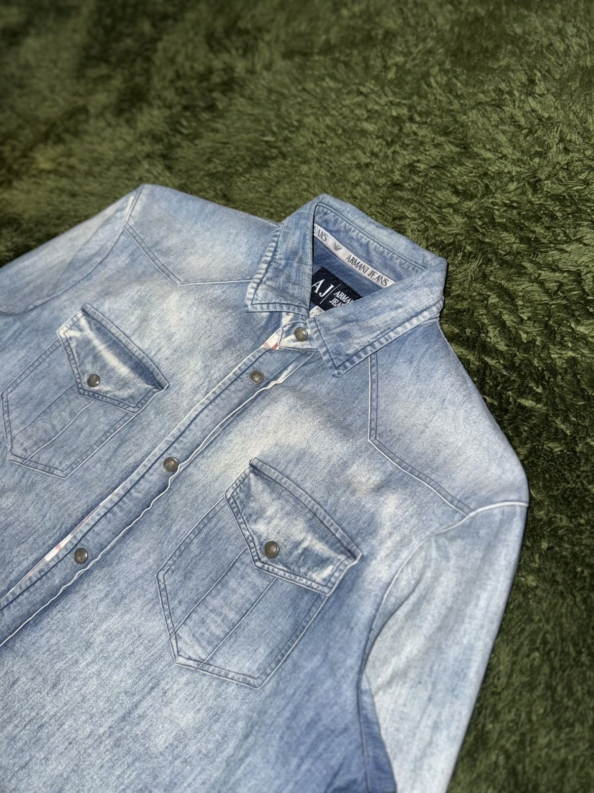 Armani [EU L] Armani Jeans Vintage Washed Western Denim Shirt Size US L / EU 52-54 / 3 - 2 Thumbnail