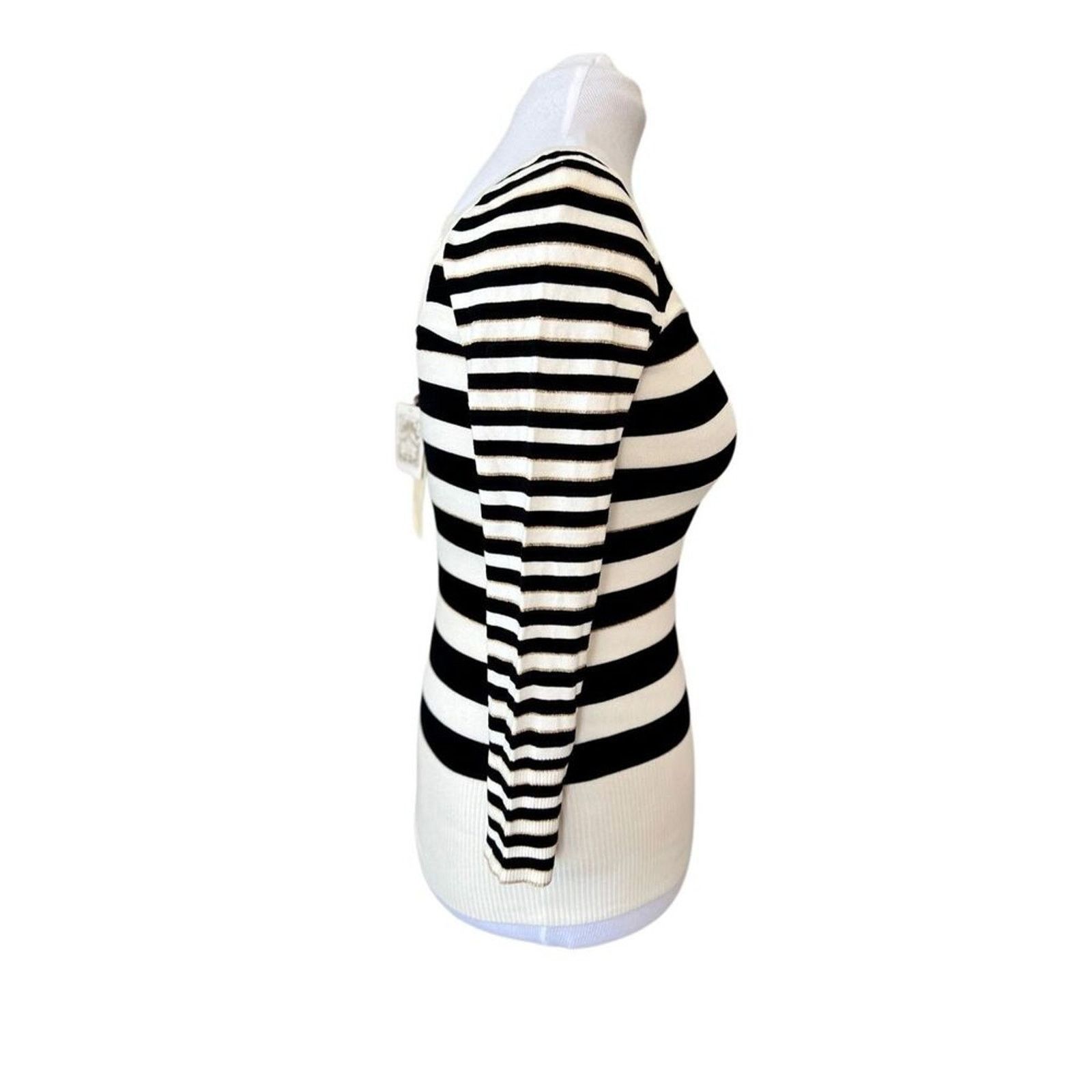 Guess Guess Black White Metallic Gold Thread Long Sweater LARGE Size L / US 10 / IT 46 - 3 Thumbnail
