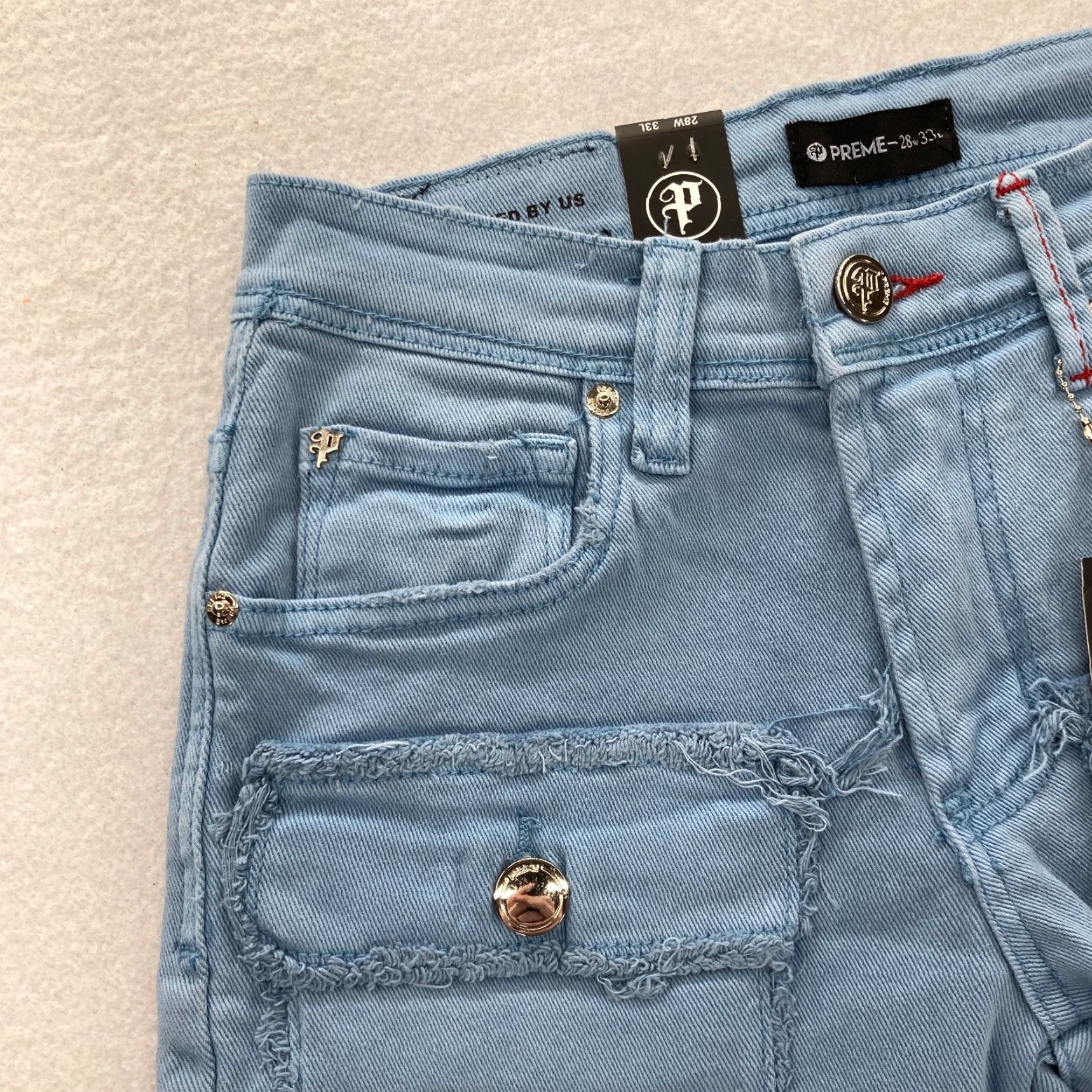 Vintage Preme Jeans Mens 28x33 Semi Stacked Fit Cargo Utility Blue Distressed Denim Y2K Jeans Mens Regular Blue Distressed Y2K Size US 28 / EU 44 - 3 Thumbnail