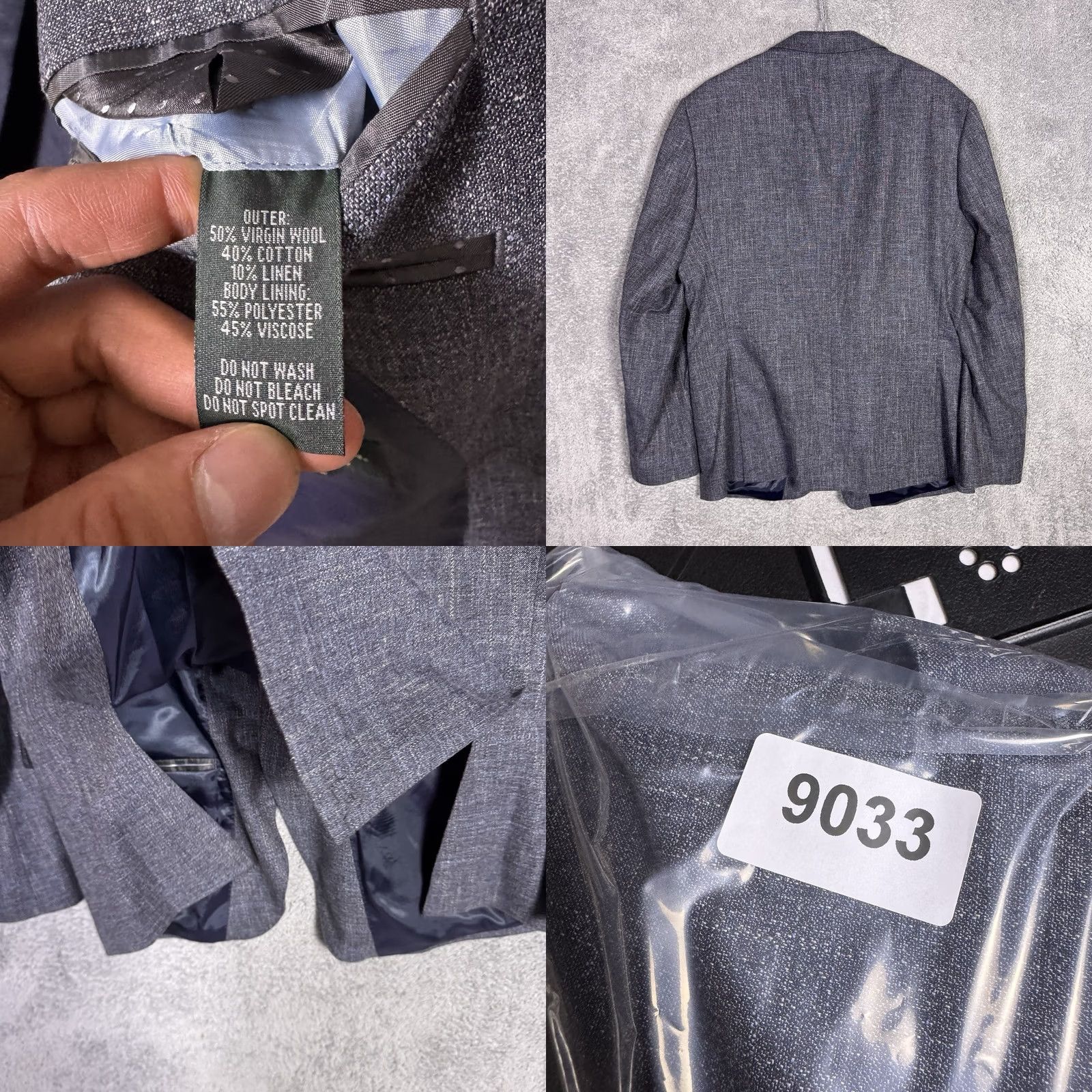 Rodd & Gunn Rodd & Gunn Mens L Blazer Sport Coat Italy Suit Jacket Virgin Wool Linen Cotton Blue Herringbone Classic Designer Size 42R - 9 Thumbnail