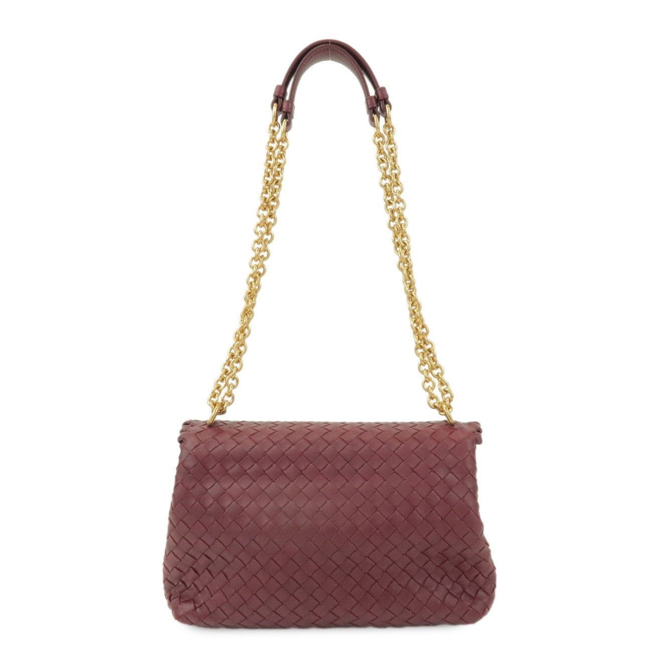 Bottega Veneta Bottega Veneta Intrecciato Lambskin Flap Bag Burgundy Size ONE SIZE - 2 Thumbnail