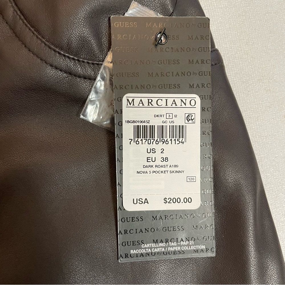 Guess NWT New $200 Guess Marciano Nova Faux-Leather Skinny Brown Size 26" / US 2 / IT 38 - 7 Thumbnail