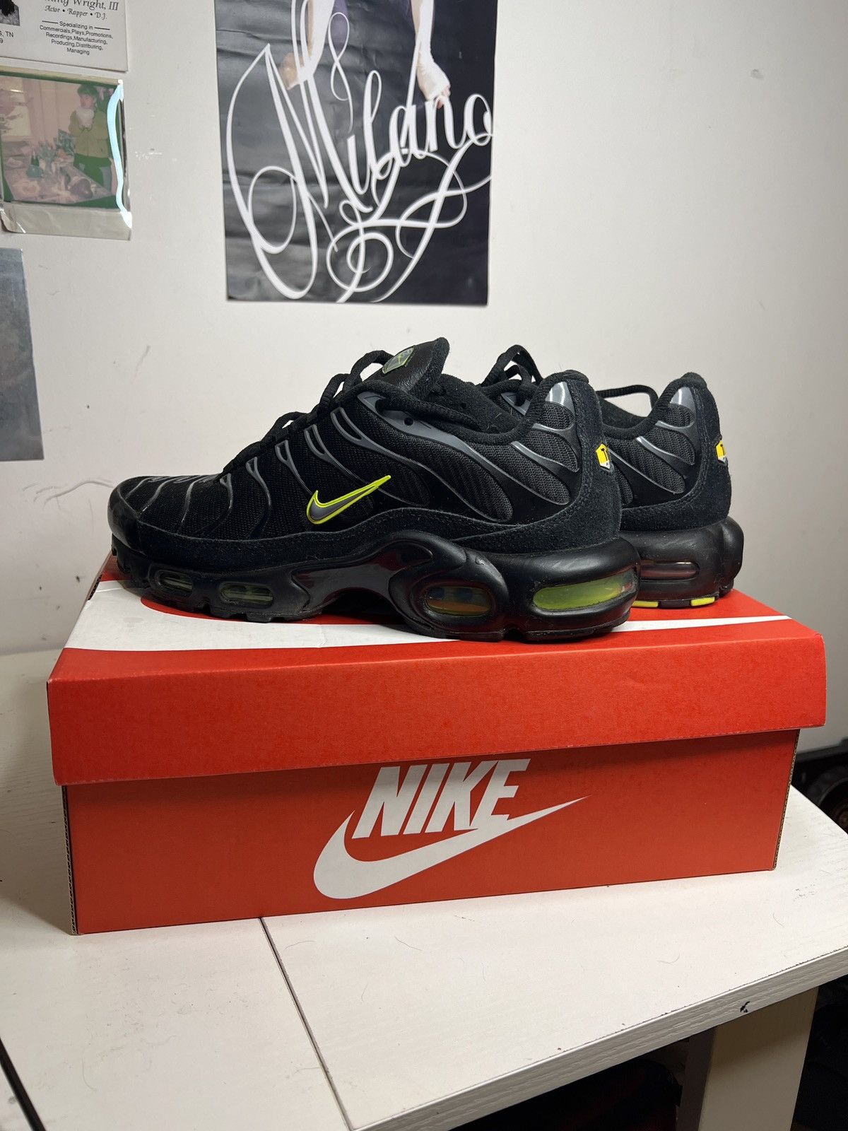 image of Nike Air Max Plus Tn Black/volt/reflect Shoes, Men's (Size 8.5)