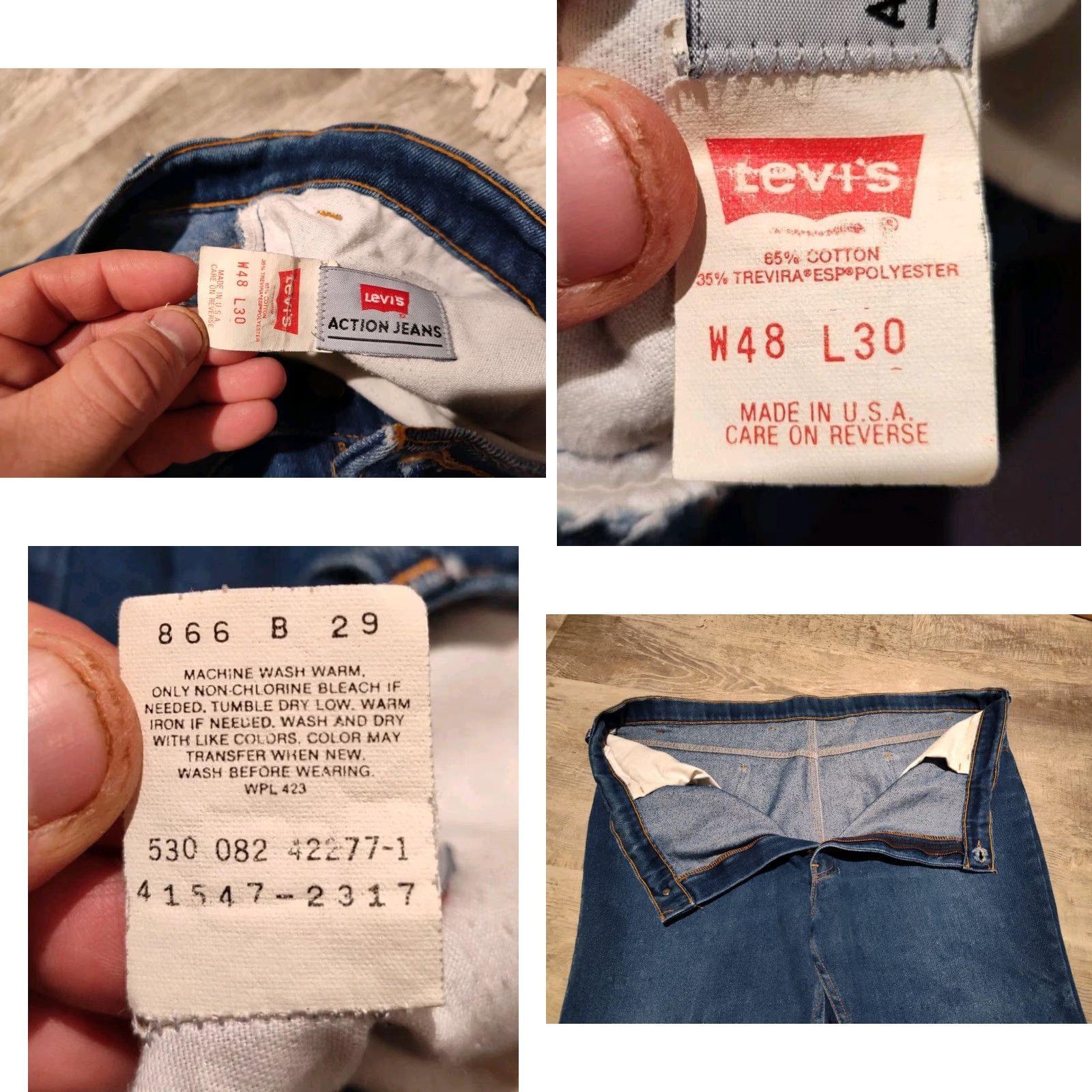 Levi's VINTAGE Levi's Action Jeans Mens 48x30 High Rise Straight Fit Denim USA 90s Size US 32 / EU 48 - 8 Thumbnail