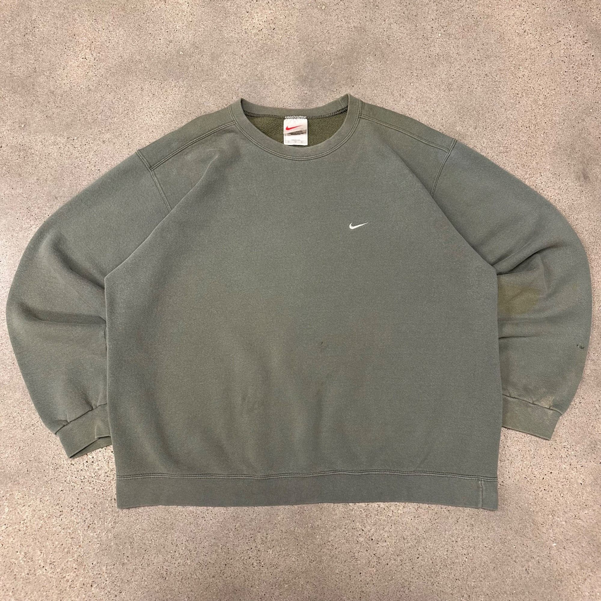 Nike × Vintage Vintage 90s Nike Pistachio Sage Mini Swoosh Sweatshirt Size US XL / EU 56 / 4 - 1 Thumbnail