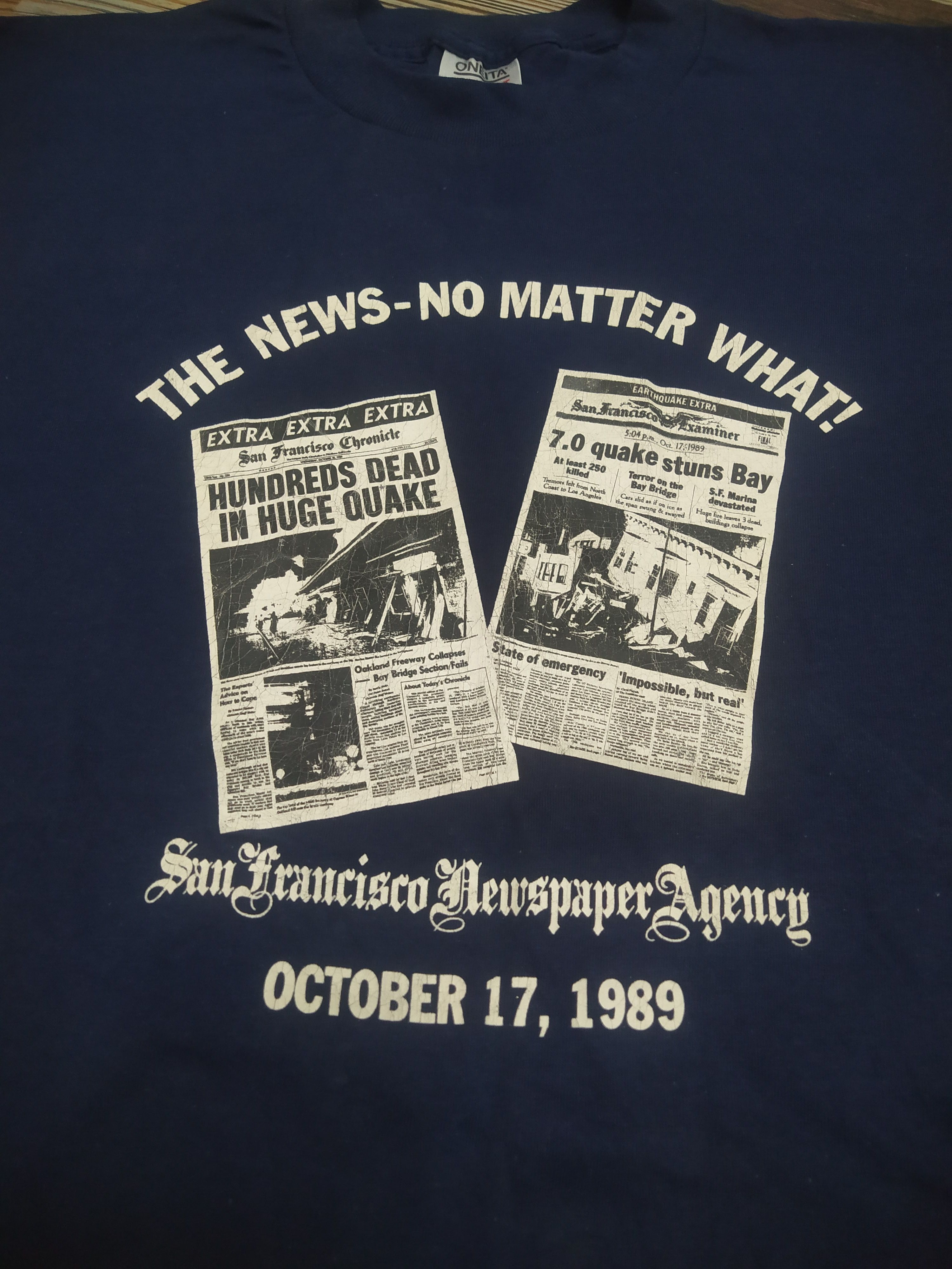 Vintage 🔥Oneita Tag 90's San Francisco Newspaper Agency Size US XL / EU 56 / 4 - 7 Thumbnail