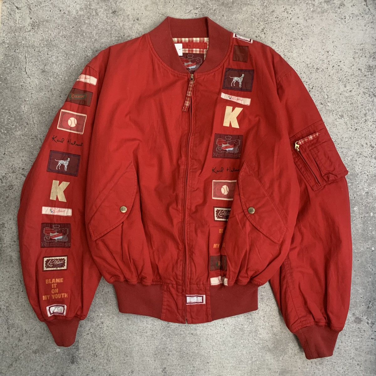 Japanese Brand × Karl Helmut VINTAGE BOMBER JACKET KARL HELMUT PATCHWORK Size US L / EU 52-54 / 3 - 2 Thumbnail