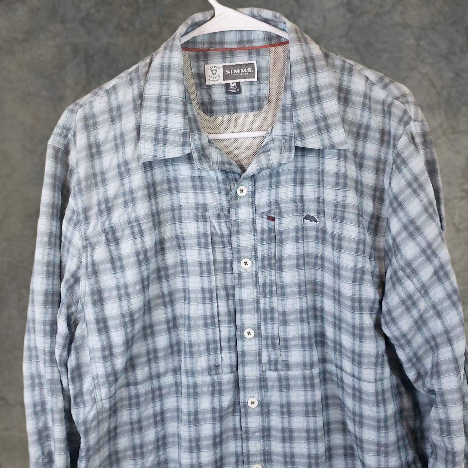 Vintage Simms Button-Up Shirt Men M Long Sleeve Blue Plaid Insect Shield Button-Up Shirt Size US M / EU 48-50 / 2 - 1 Thumbnail