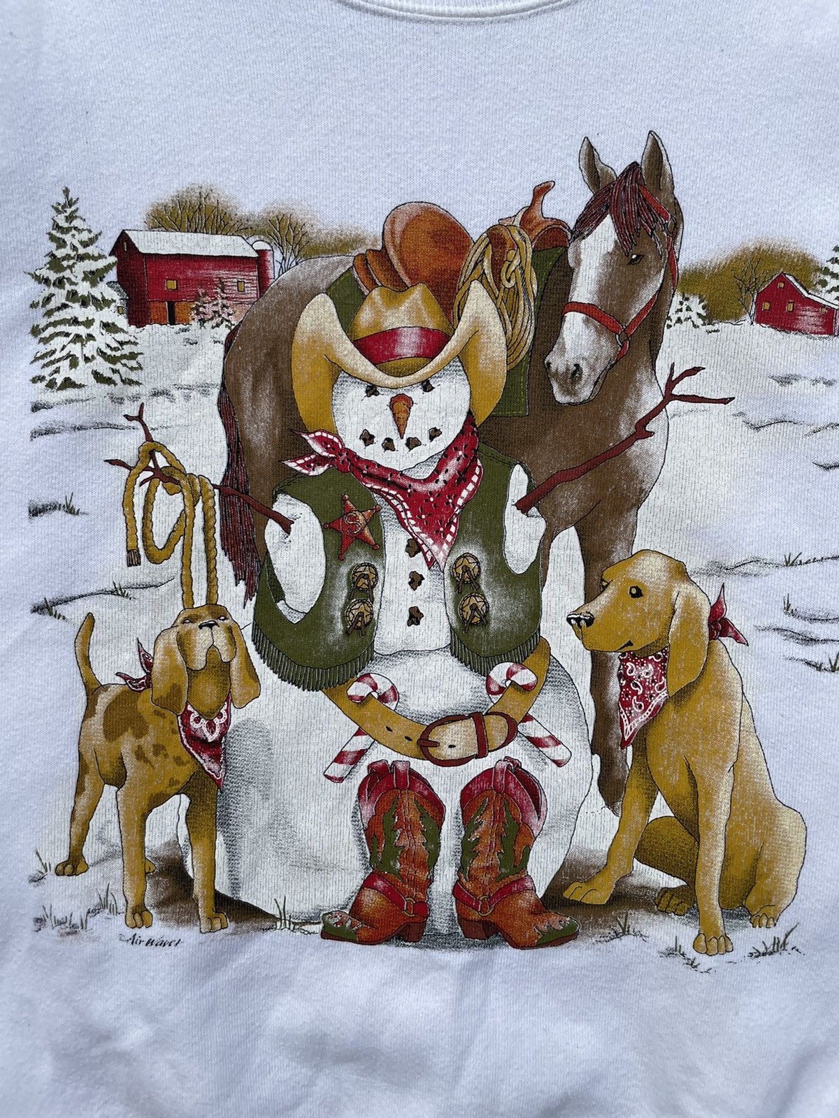 Vintage 🔥Accept Binding🔥 Vintage 90s Snowman Christmas Sweatshirt Size US M / EU 48-50 / 2 - 2 Thumbnail