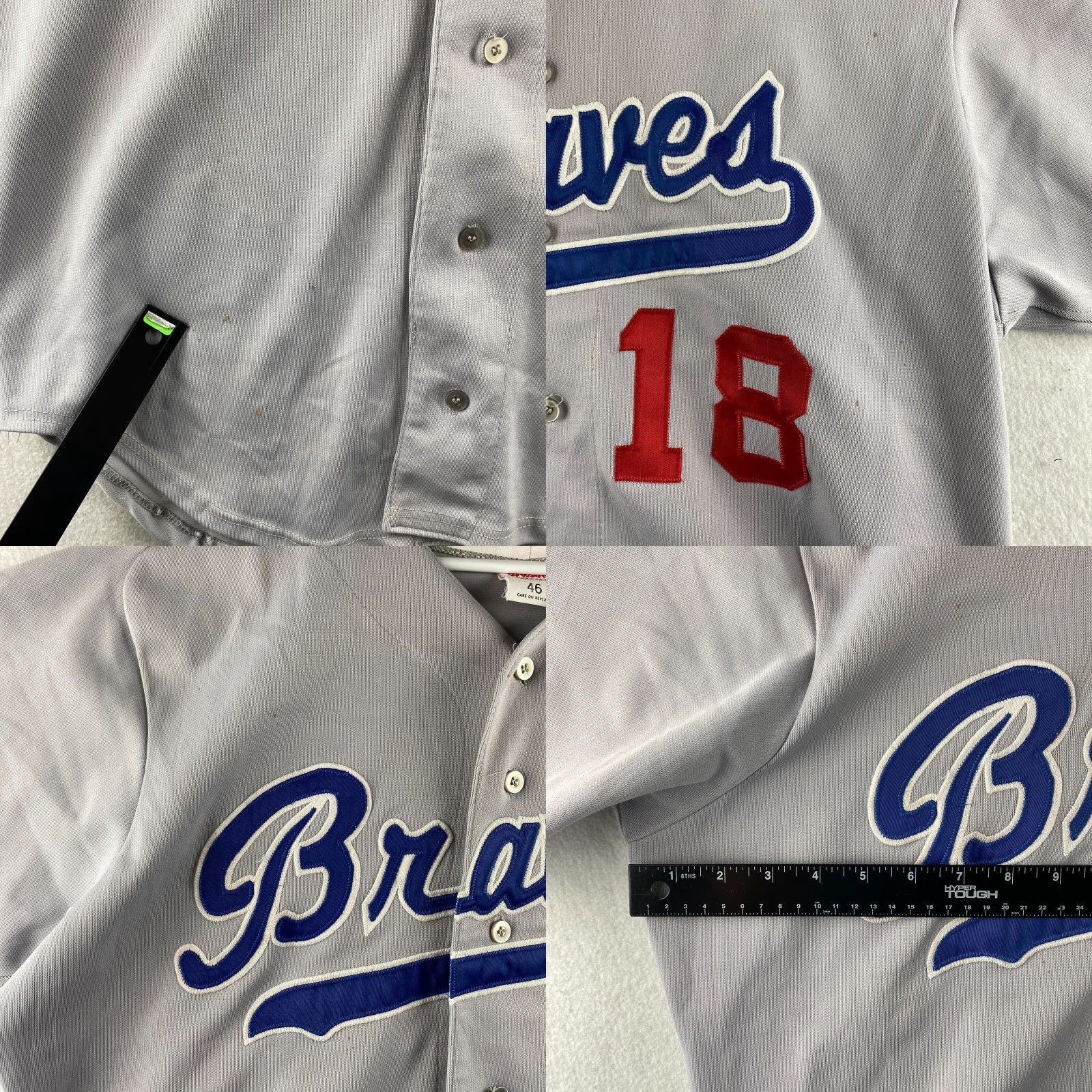 Wilson VINTAGE Wilson Braves Jersey Mens XL Gray #18 USA Made Casual Comfort Shirt Size US XL / EU 56 / 4 - 8 Thumbnail