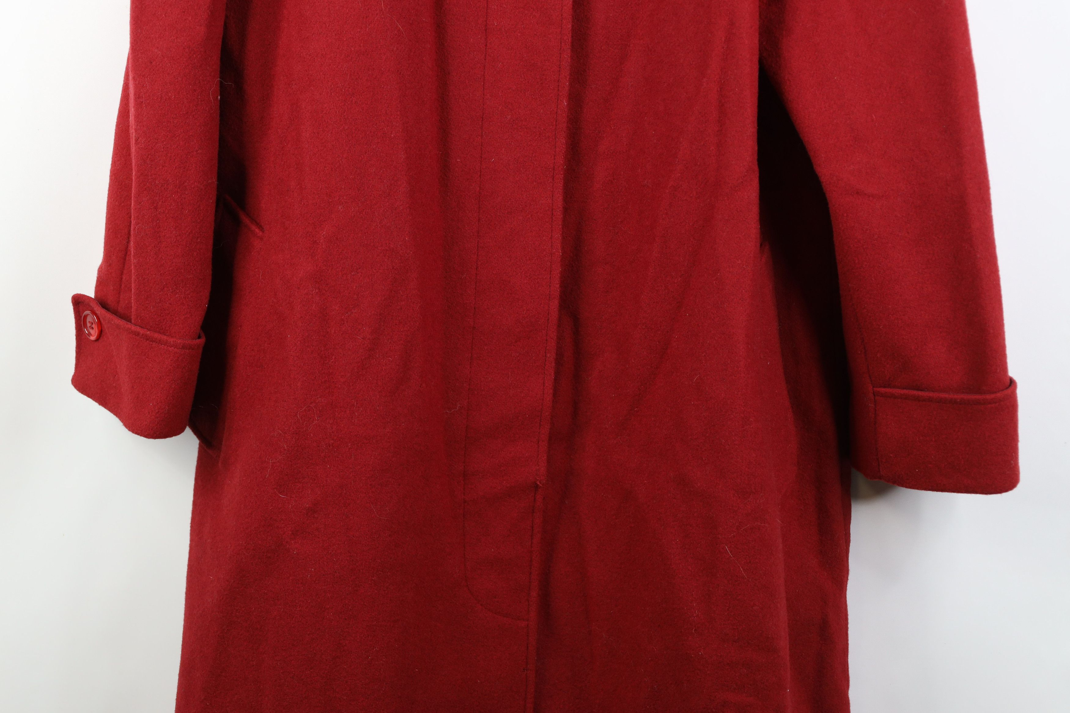 Vintage Vintage 90s Streetwear Wool Full Length Overcoat Jacket Red Size XXL / US 16-18 / IT 52-54 - 3 Thumbnail