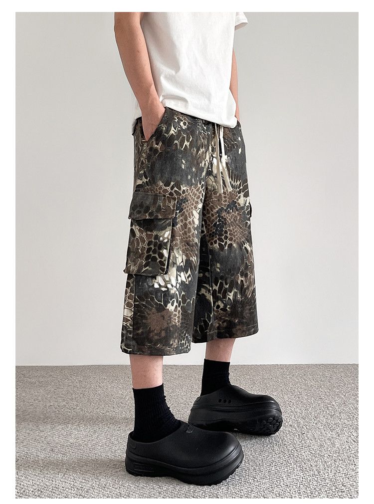 Street Denim-Look Cargo Shorts | Camo Baggy Jorts main image 1