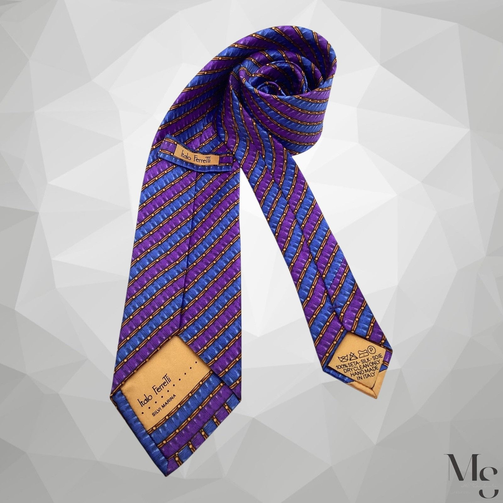 Designer ITALO FERRETTI SILVI MARINA Purple Striped Silk Tie H.Min It Size ONE SIZE - 2 Thumbnail