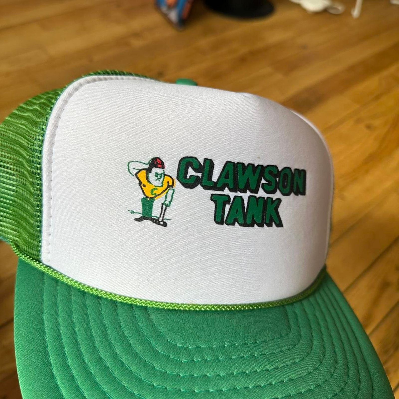 Vintage Vintage 90s Clawson Tank Green White Funny Trucker Hat Size ONE SIZE - 3 Thumbnail