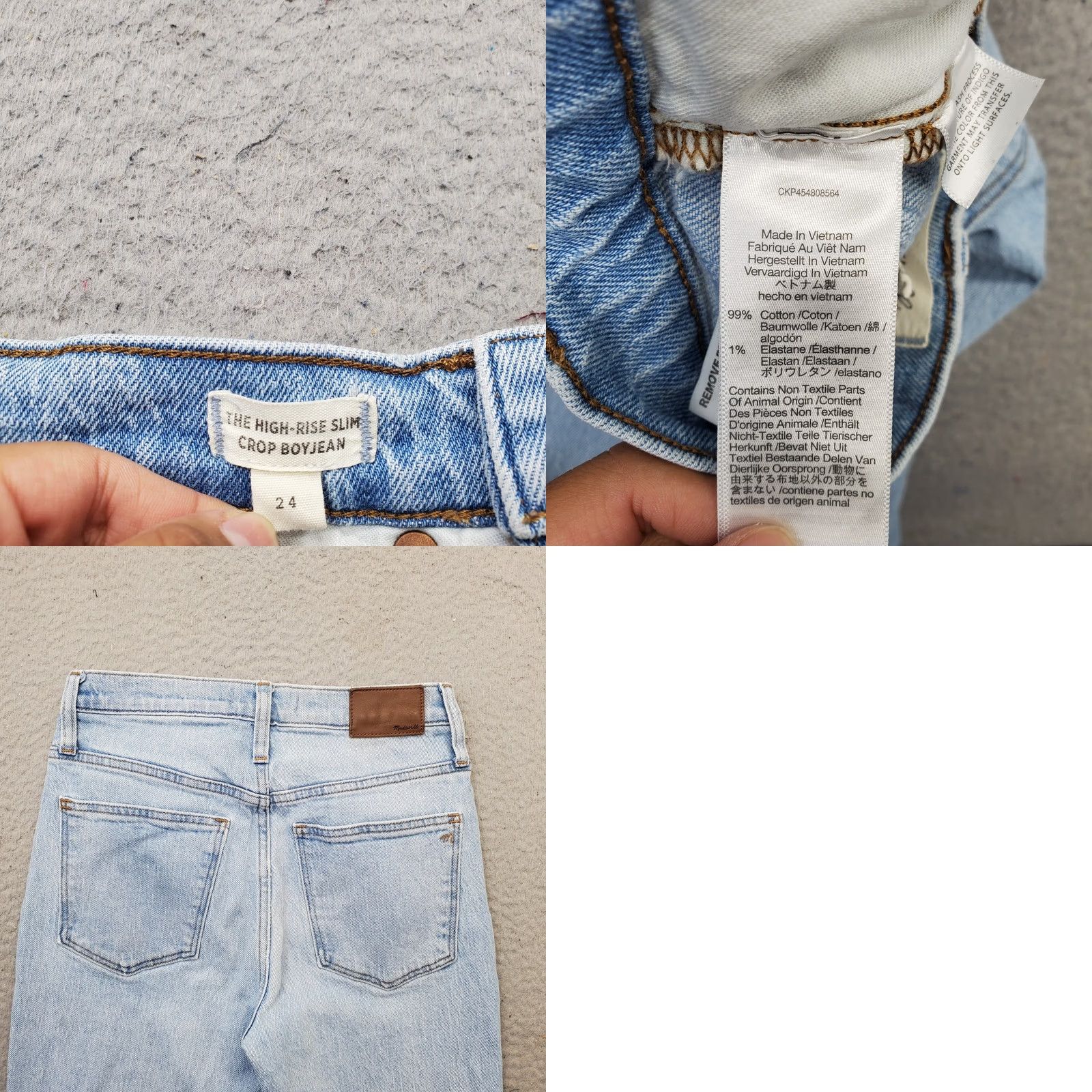 Madewell Madewell Jeans Womens Crop Slim Distressed High Rise Blue Denim 24"} Size 42" / US 20 - 8 Thumbnail