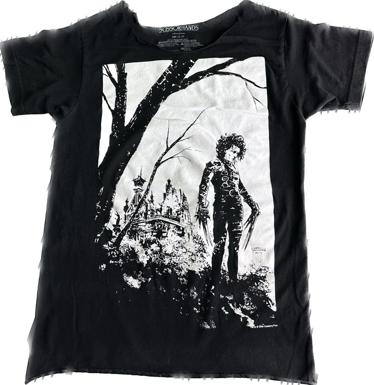 image of Edward Scissorhands Tim Burtons Goth Movie Promo Tee in Black, Men's (Size Small)