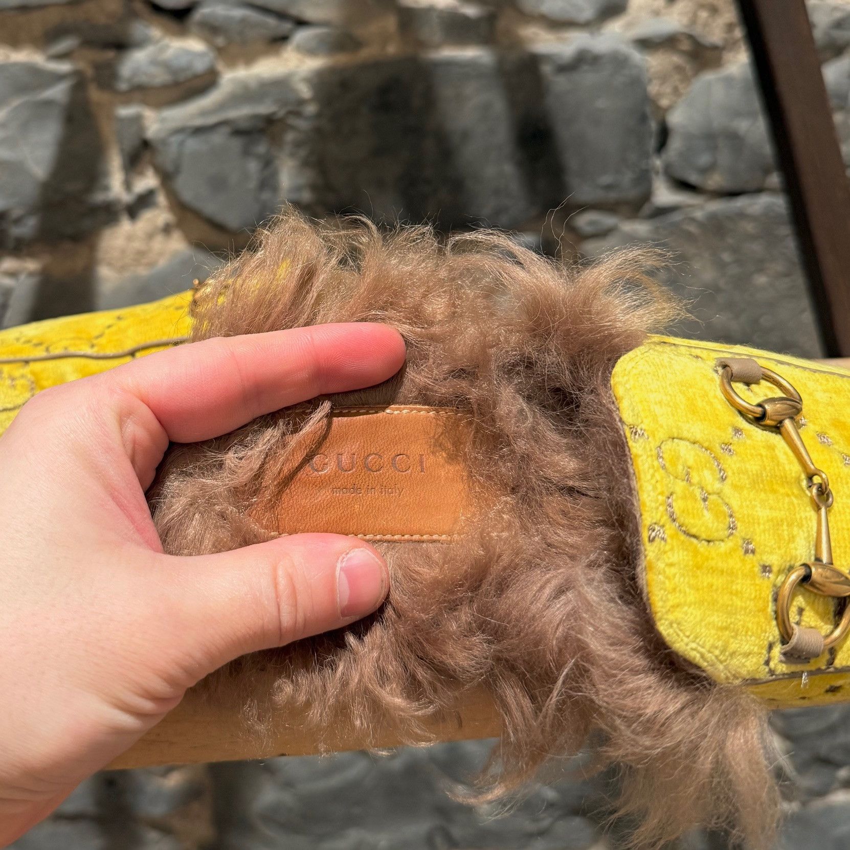 Gucci Gucci Yellow Velvet GG Princetown Fur-lined Slippers Mules Size US 8.5 / IT 38.5 - 6 Thumbnail