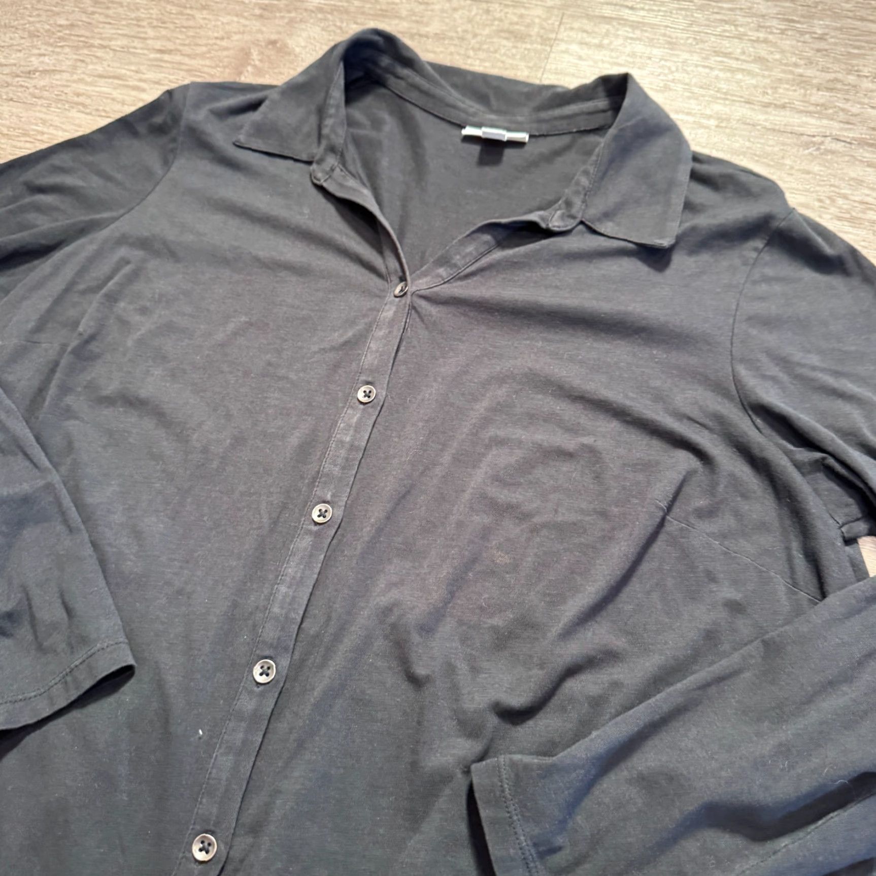 J. Jill J. Jill Top Womens 1X Black Button Up Preppy Long Sleeve Cotton Blend Size XL / US 12-14 / IT 48-50 - 2 Thumbnail