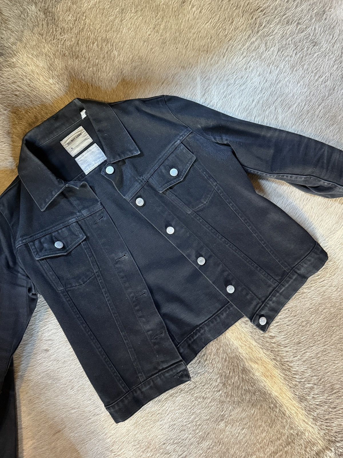 Helmut Lang Vintage 1999 Helmut Lang Black Denim Jacket Sz 42 Waxed Worn Size US XS / EU 42 / 0 - 16 Thumbnail